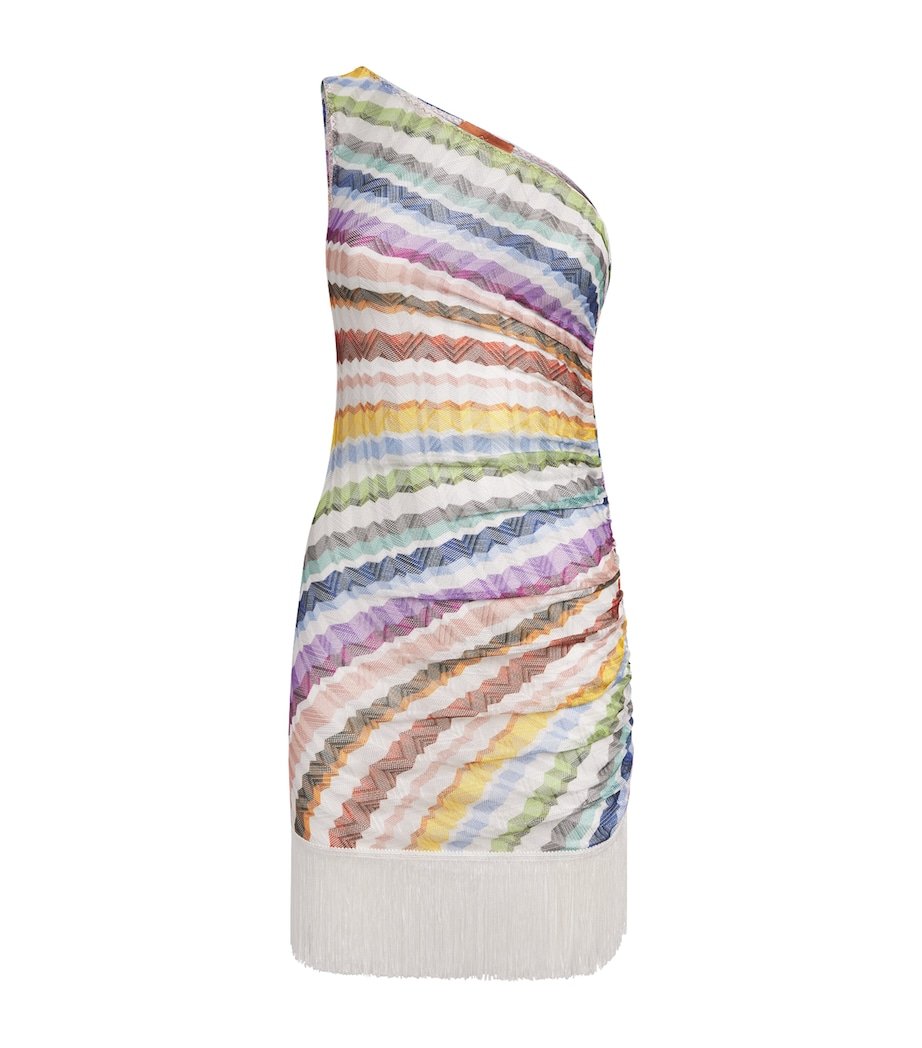 Missoni Womens Zigzag One-Shoulder Mini Dress Multicolor Image 1