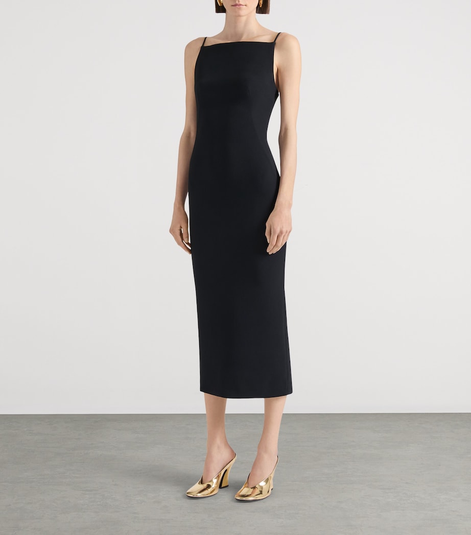 Square-Neck Midi Dress BLACK Image 2