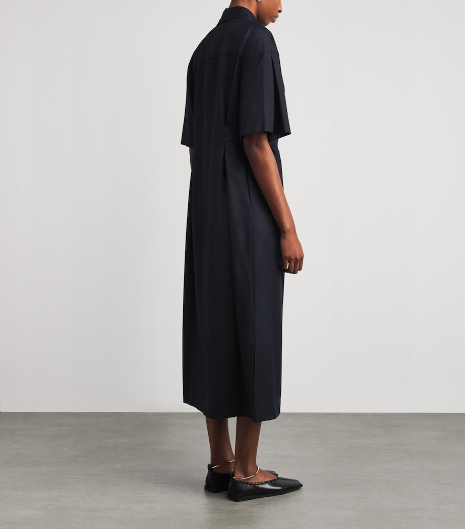 Wool Francesca Midi Shirt Dress 0350 - NAVY BLUE Image 4