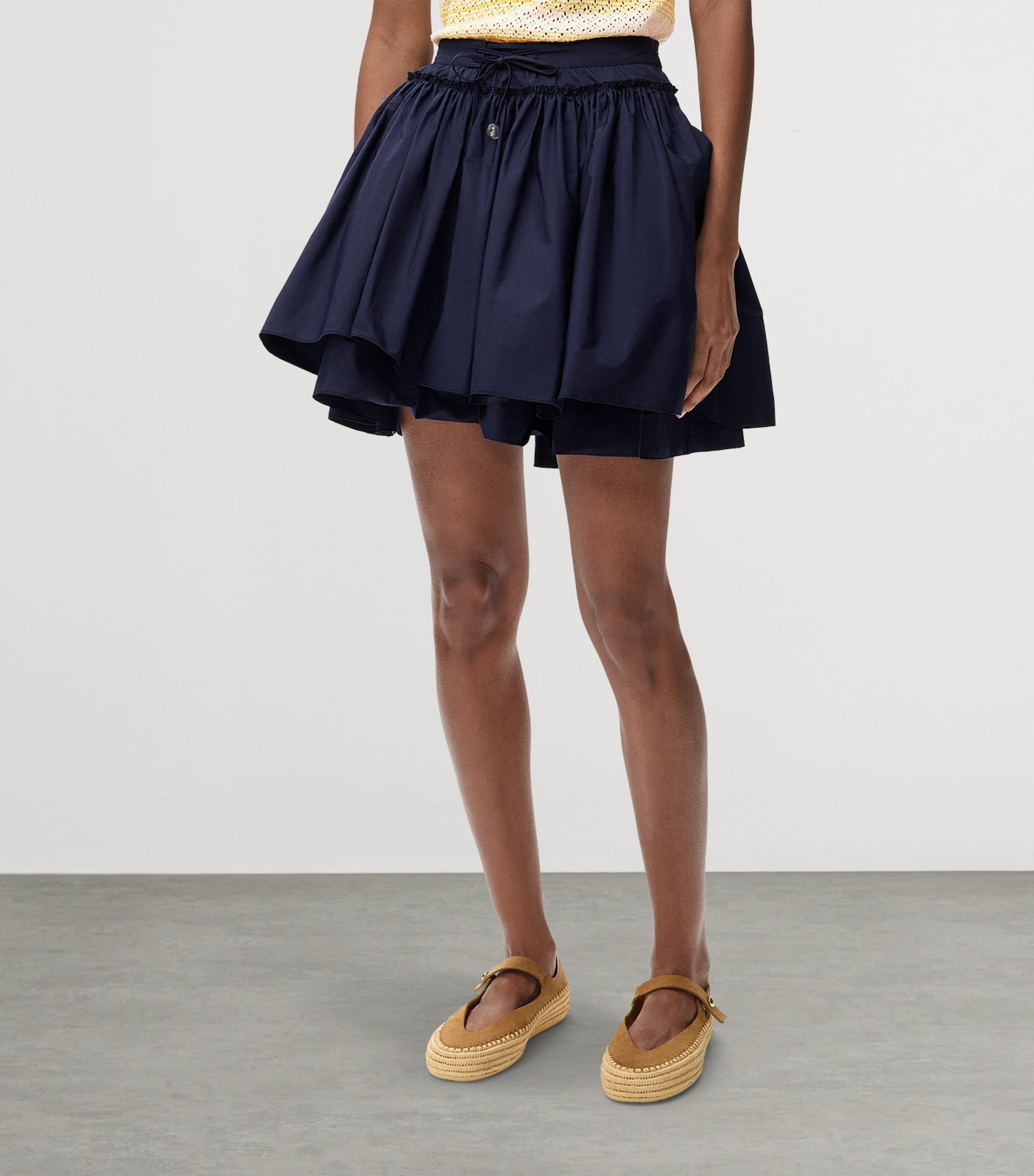 LOEWE Womens x Paula's Ibiza Cotton Drawstring Mini Skirt Navy Blue Image 3