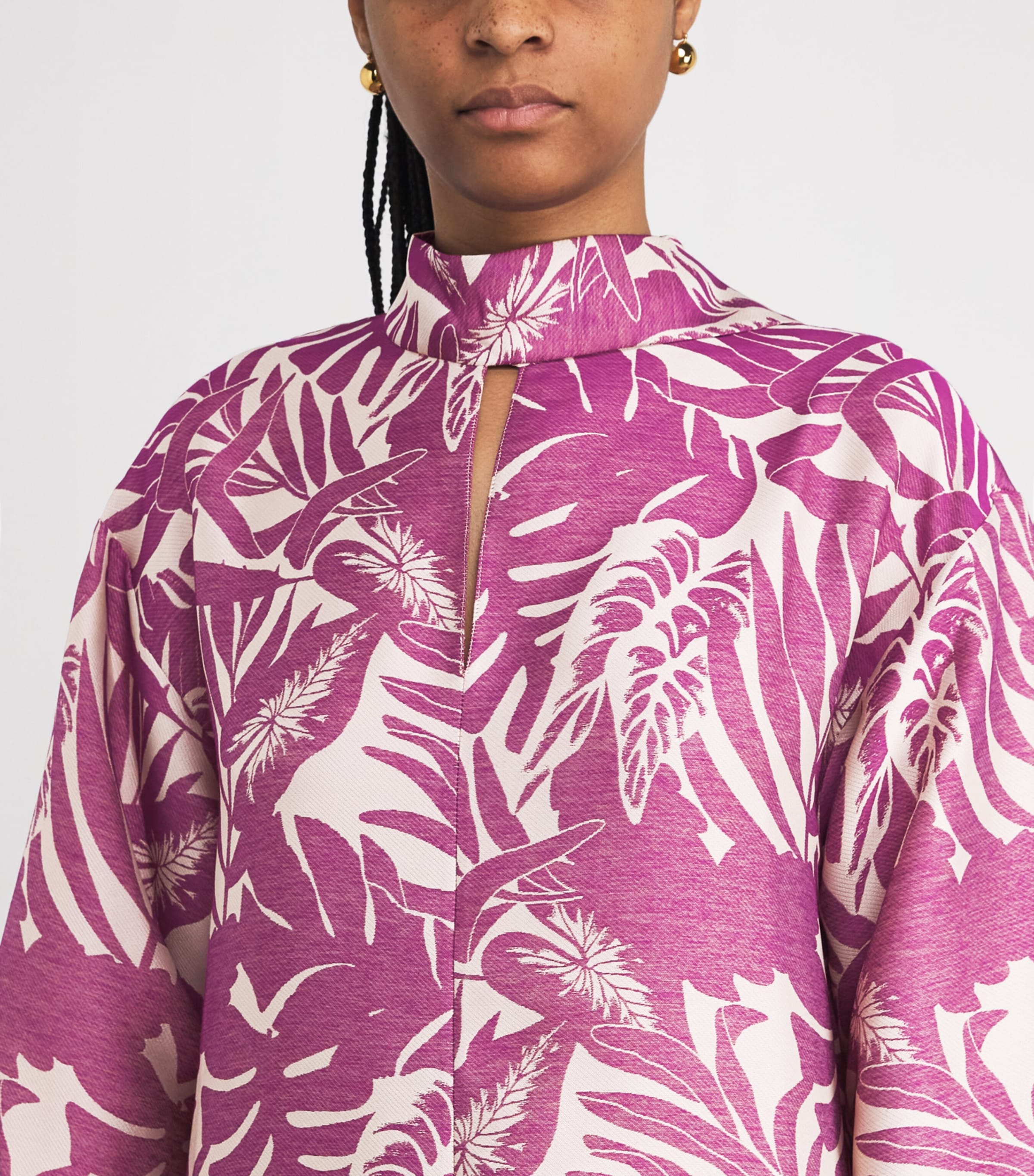 Flamingo Open-Collar Kaftan PLUM-ECRU Image 5