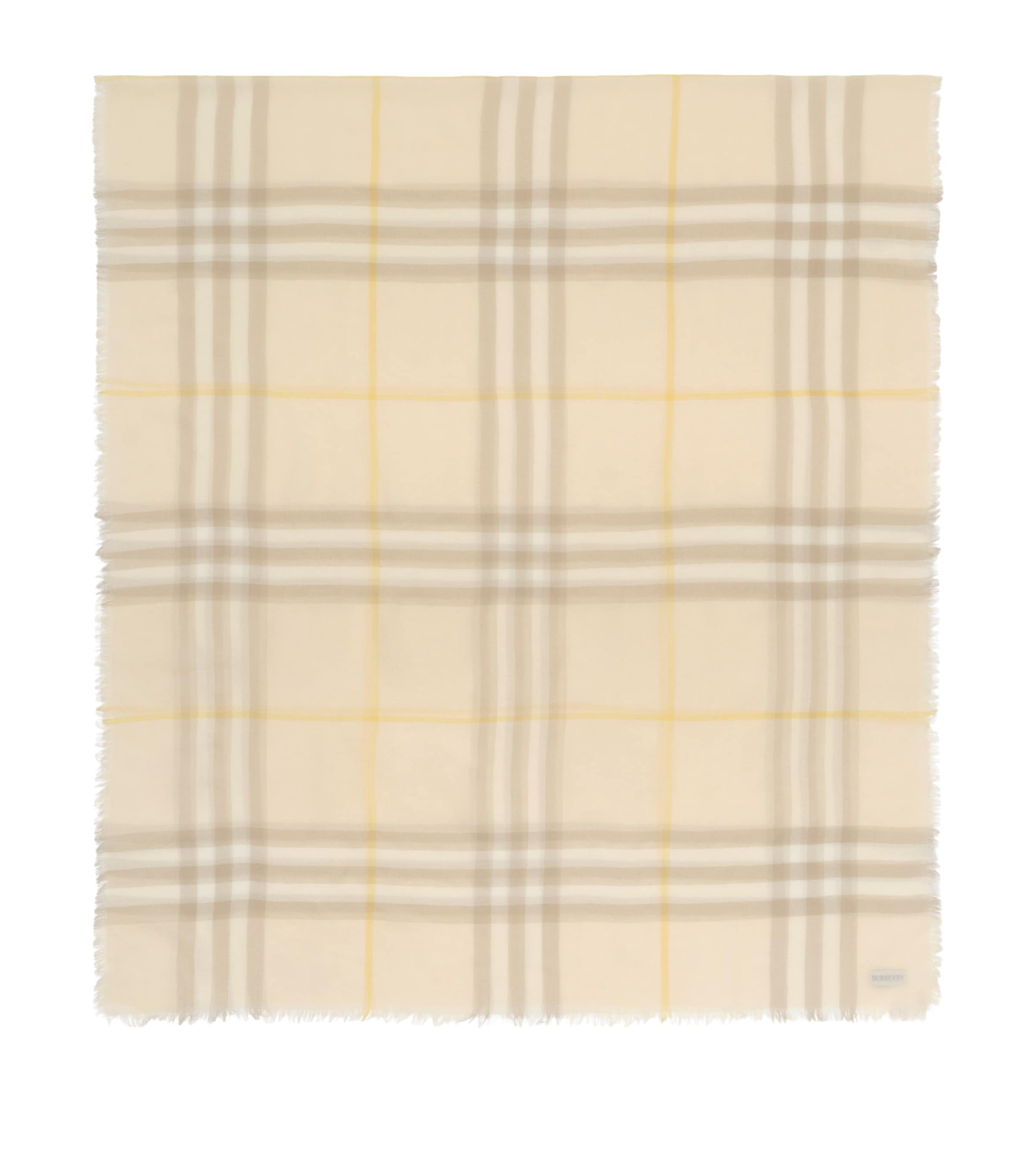 Burberry Wool Check Scarf Custard Beige Image 1