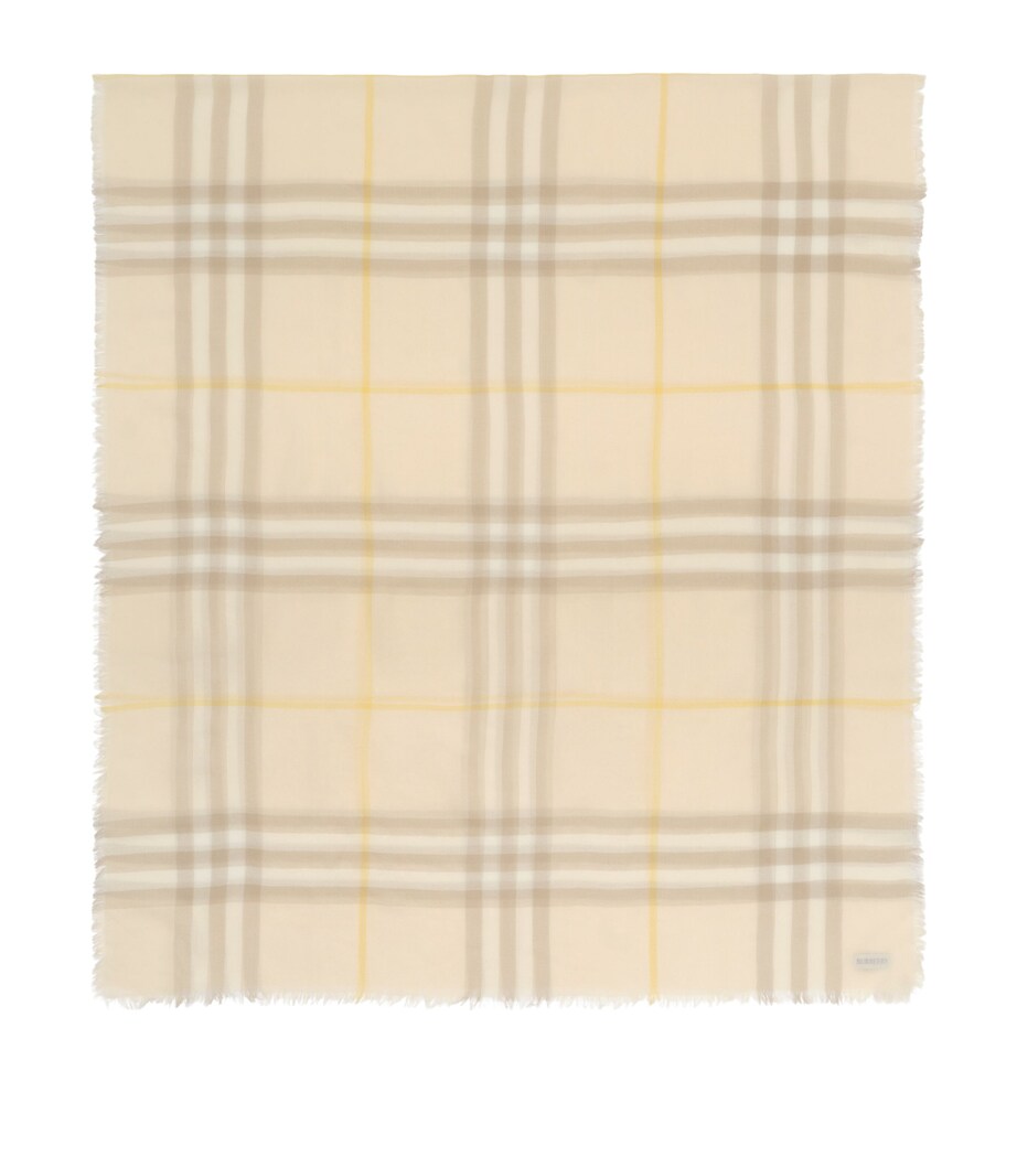 Burberry Wool Check Scarf Custard Beige Image 1