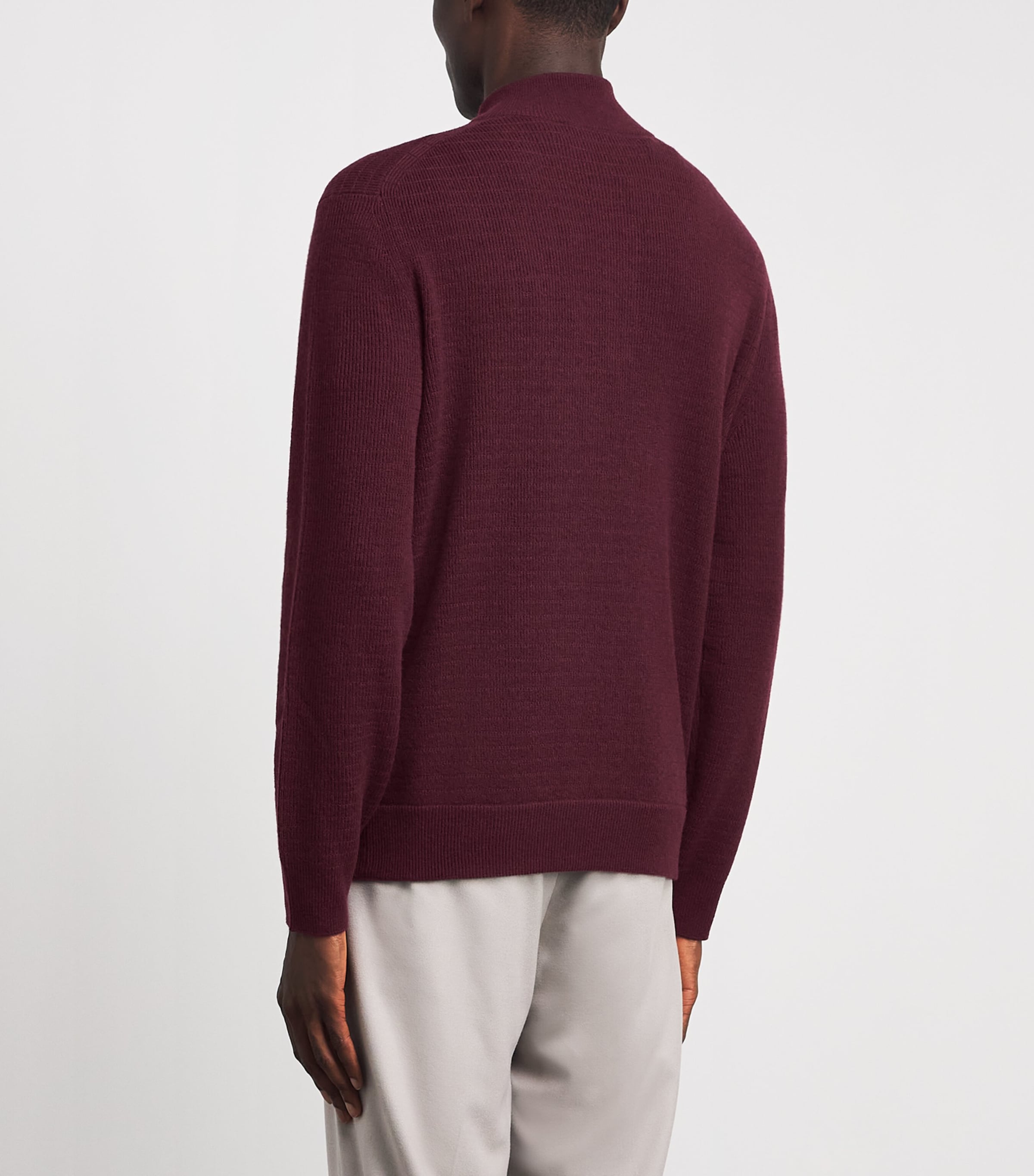 Canali Mens Virgin Wool-Cashmere Quarter-Zip Sweater Red Image 5