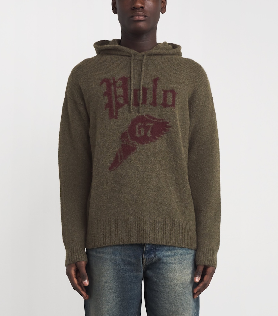 Wool-Blend Logo Hoodie GREEN Image 3