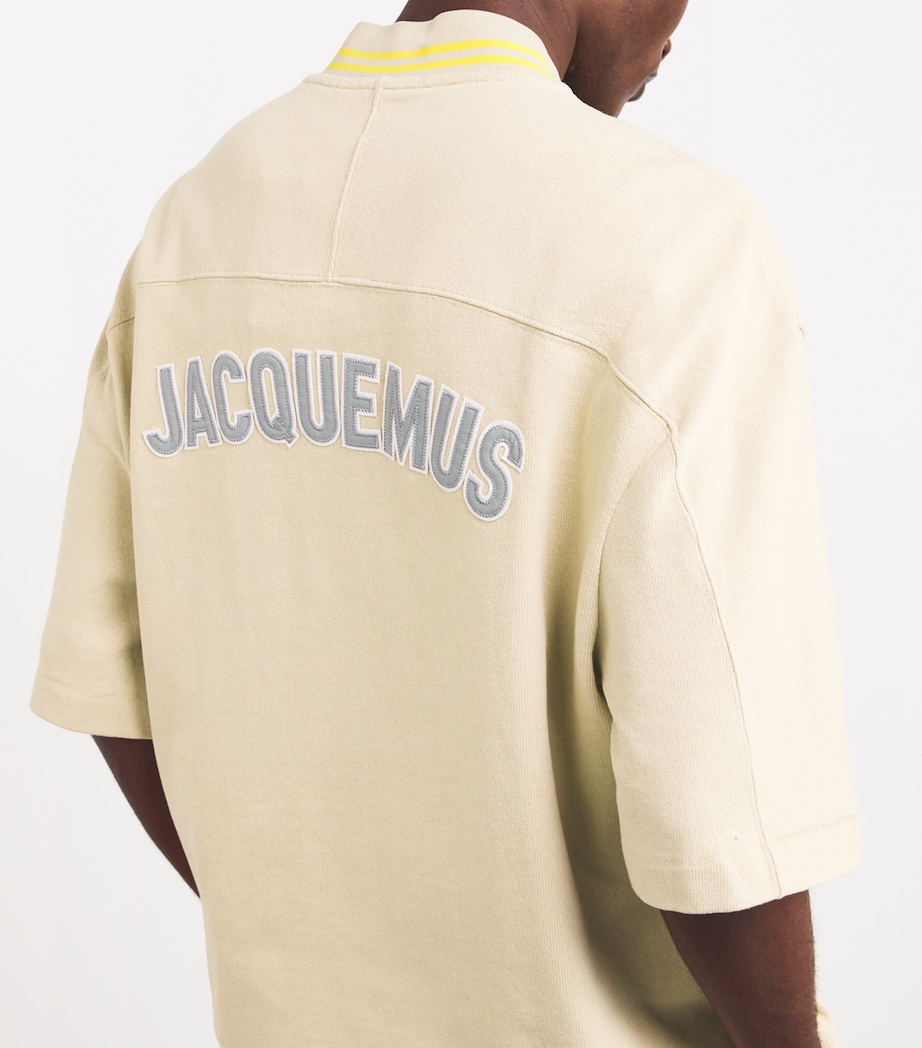 Jacquemus Mens Cotton Cropped-Sleeve Shirt Beige Image 6
