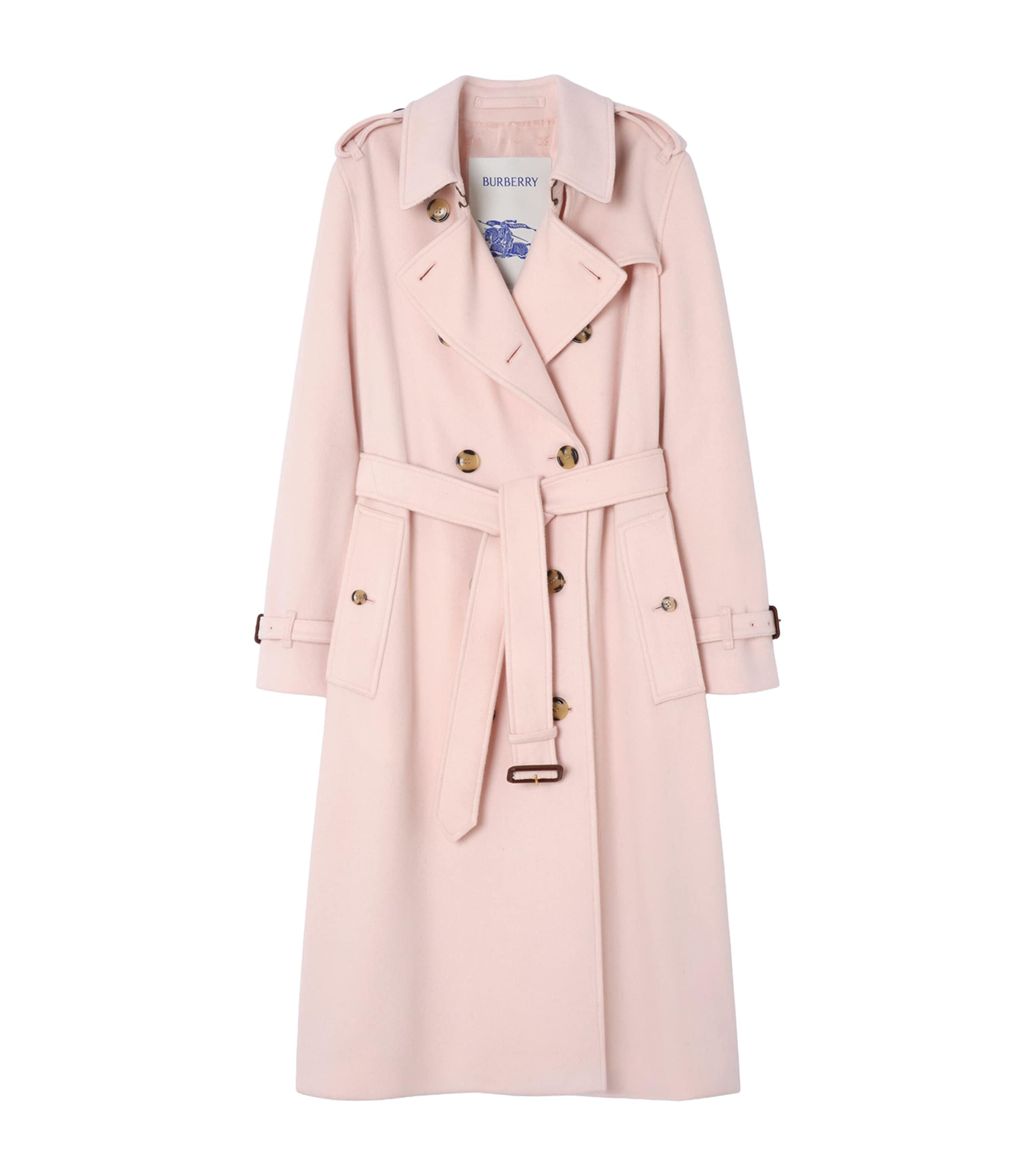 Burberry Womens Cashmere Long Kensington Trench Coat Bouquet Image 1