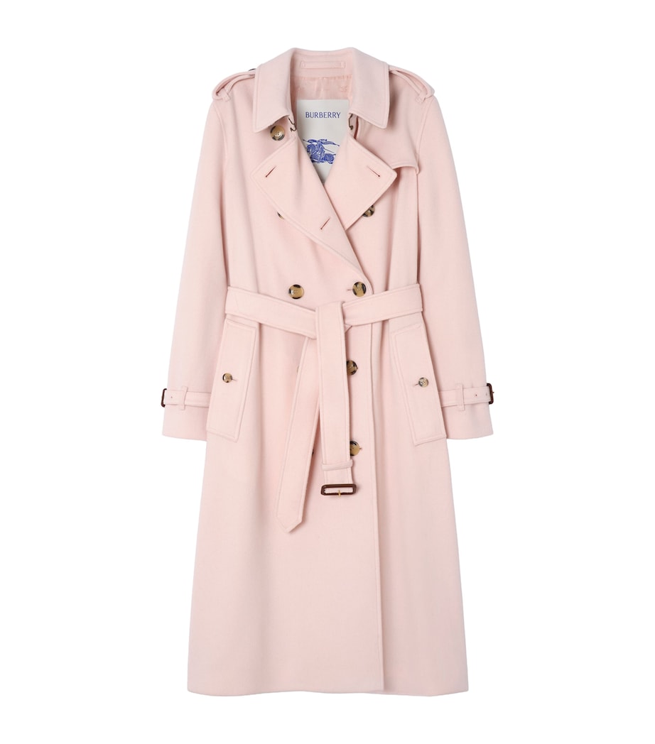 Burberry Womens Cashmere Long Kensington Trench Coat Bouquet Image 1