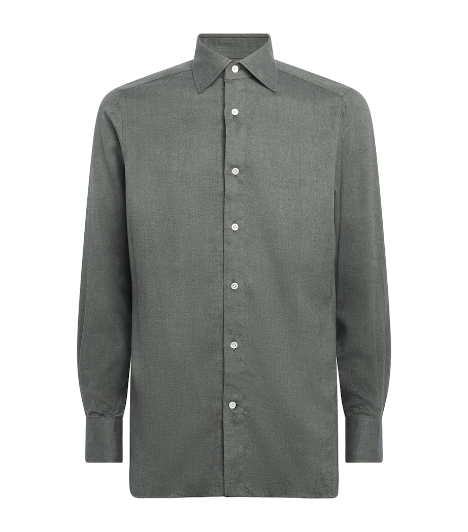 100HANDS Mens Herringbone Shirt Green Image 1