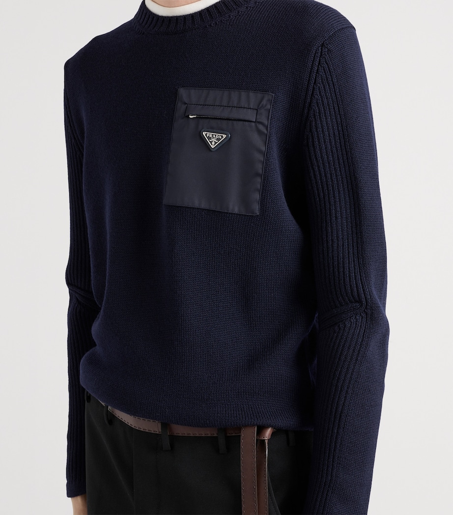 Prada Mens Wool Logo Sweater Blue Image 6
