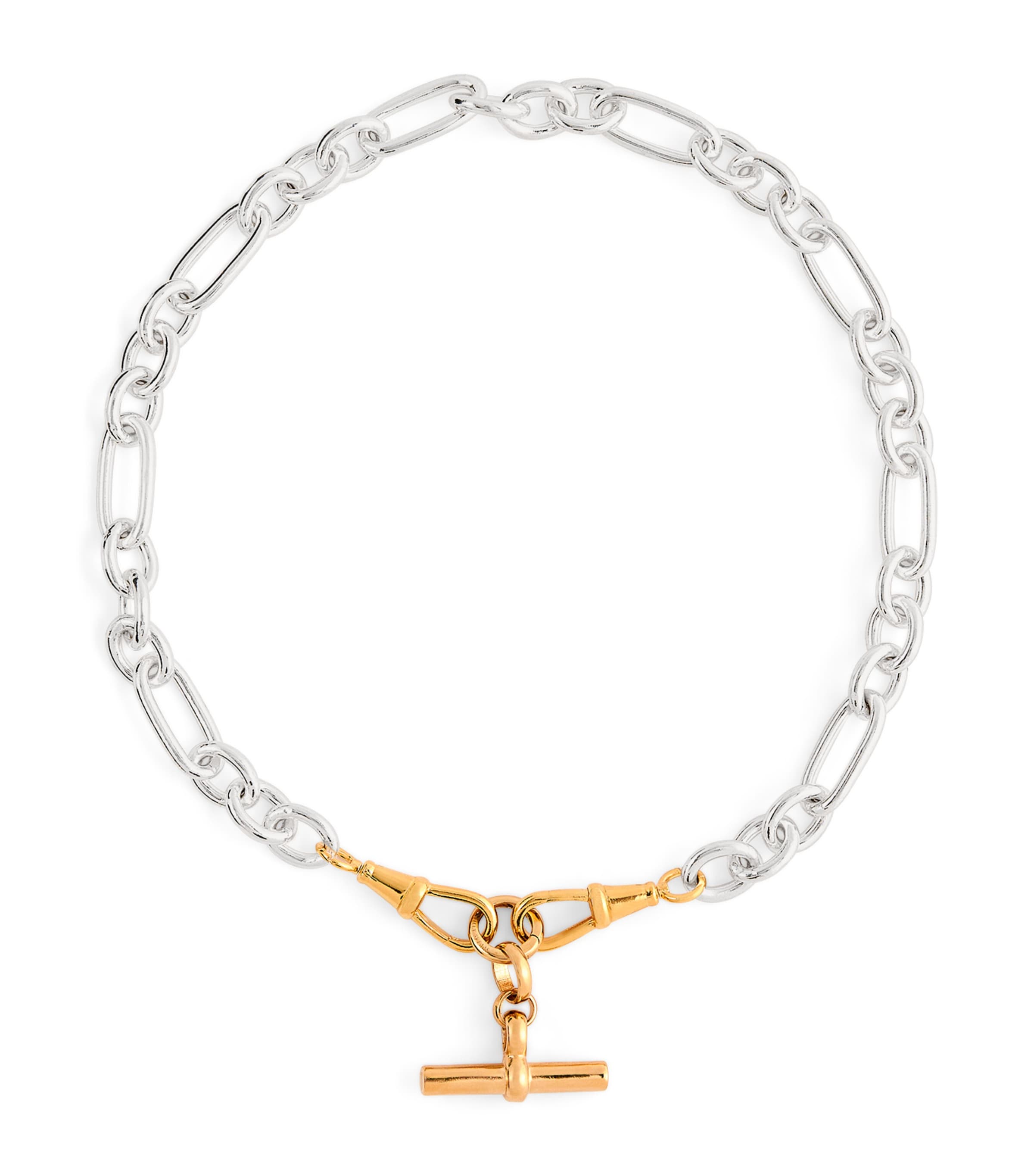 Medium Sterling Silver T-Bar Clipt Necklace SILVER/GOLD Image 1