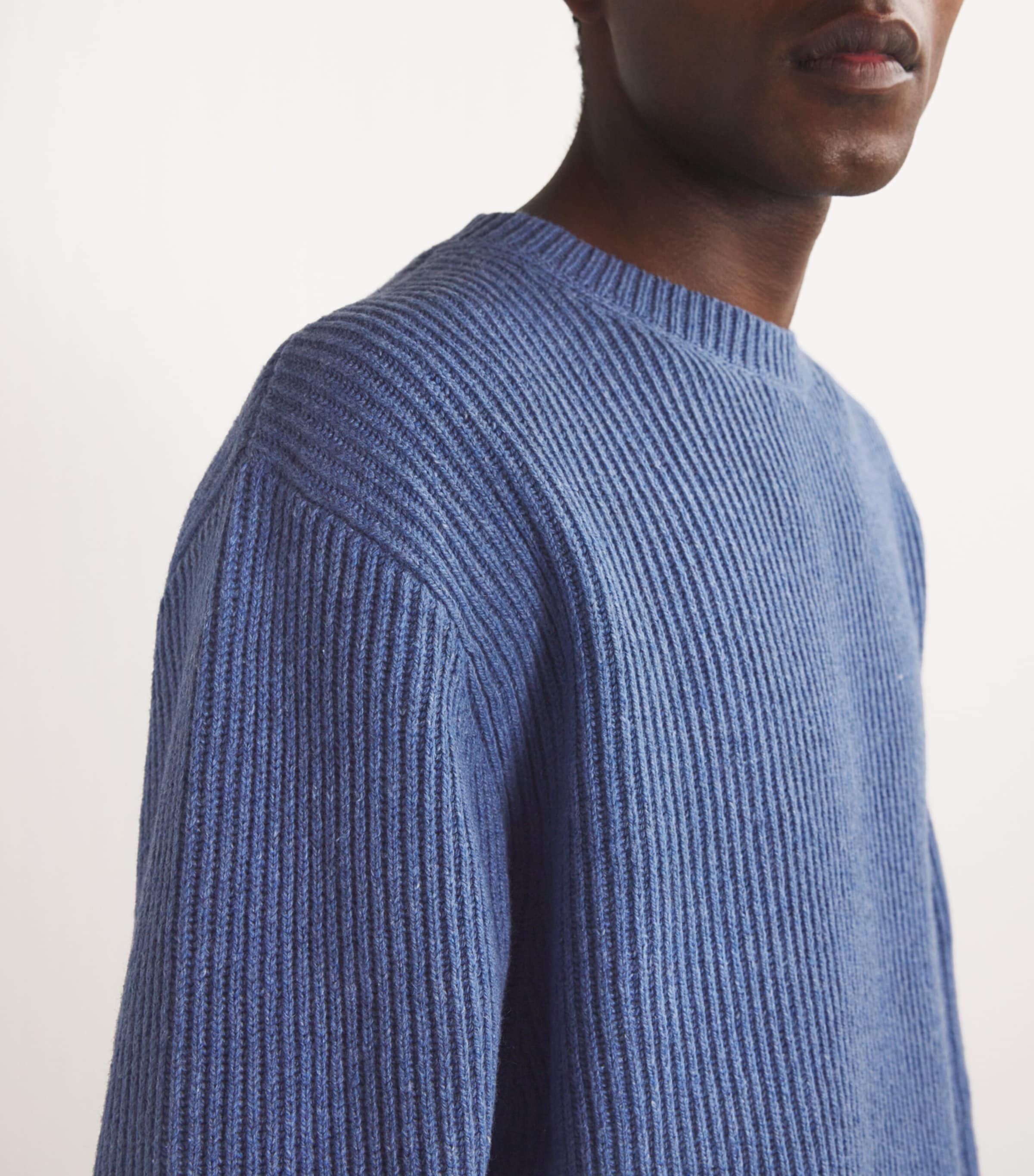 COMMAS Mens Cotton-Wool Fisherman Rib Sweater Azure Image 6