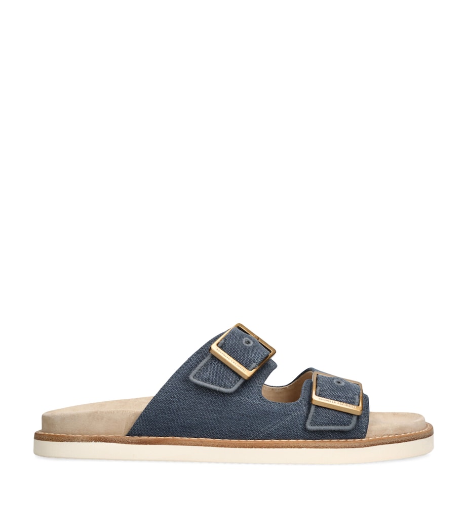 Suede Double-Strap Sandals NAVY Image 1