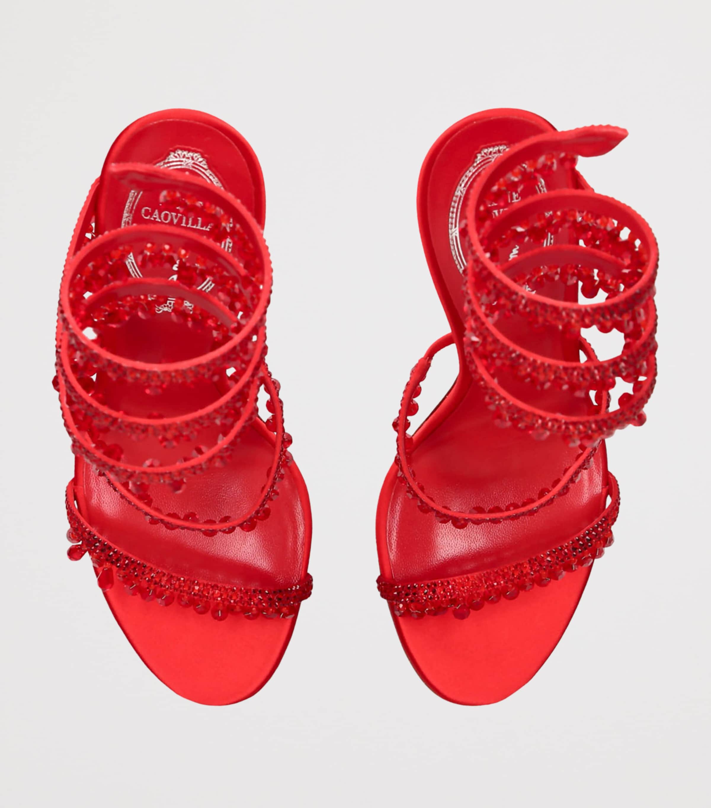 Satin Chandelier Heeled Sandals 105 RED Image 4