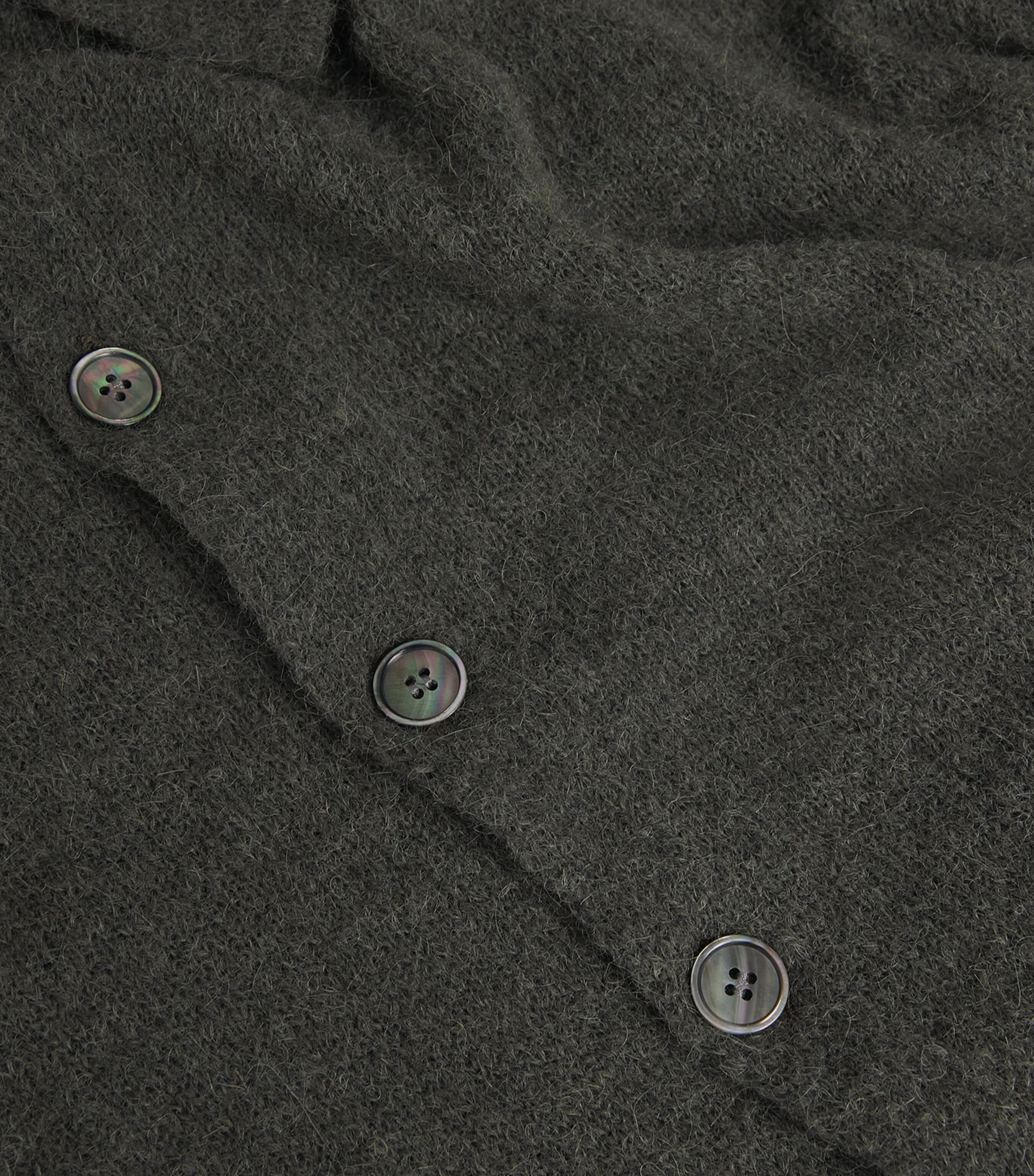 Alpaca-Blend Evening Polo Cardigan MOSS GREEN FUZZY Image 5