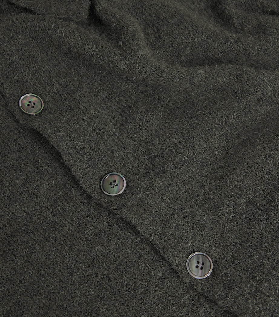 Alpaca-Blend Evening Polo Cardigan MOSS GREEN FUZZY Image 5