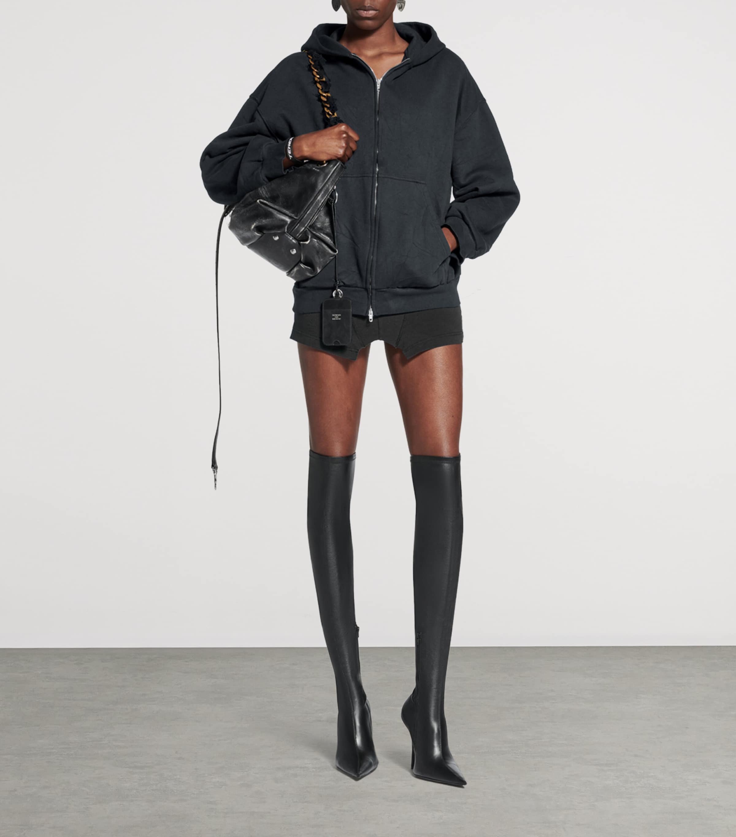 【BALENCIAGA】スリムフィット コットンジップアップ パーカー Balenciaga Cotton Zip-Up Hoodie | Harrods US