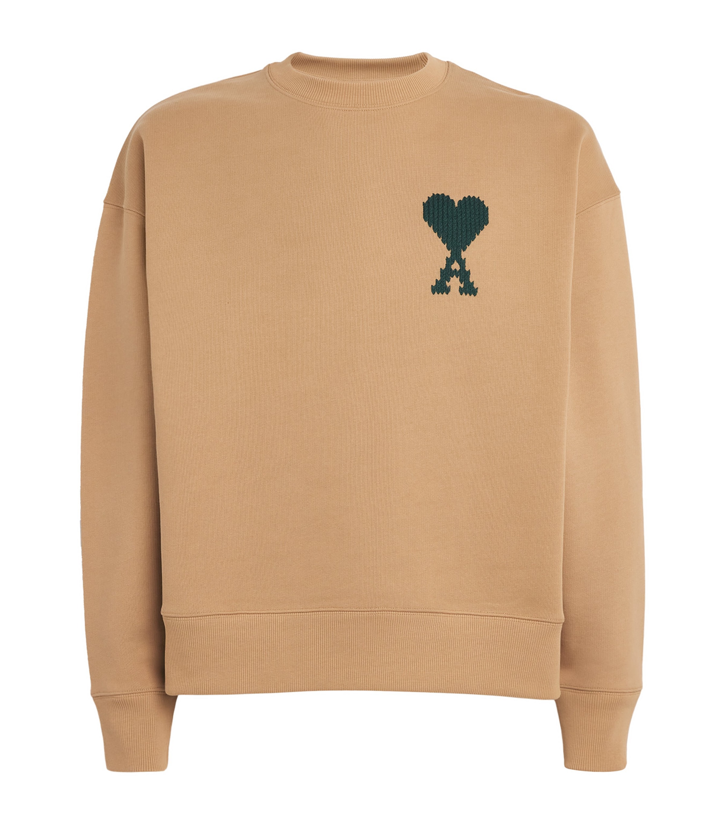 Cotton Logo Sweatshirt A047 CAMEL/EVERGREEN Image 1