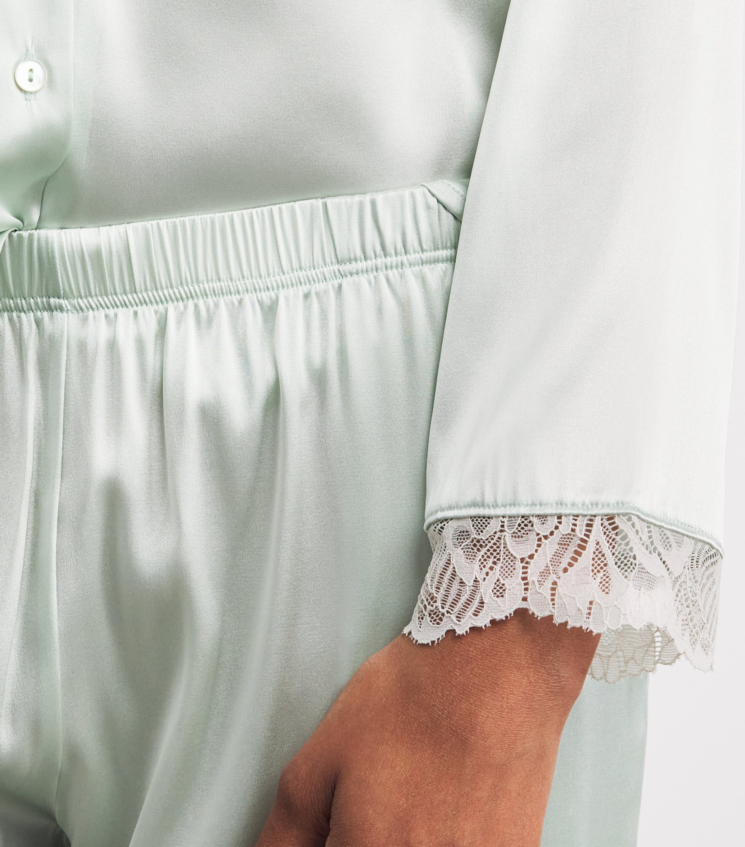 Stretch Silk Pyjama Set WHITE SAGE Image 6