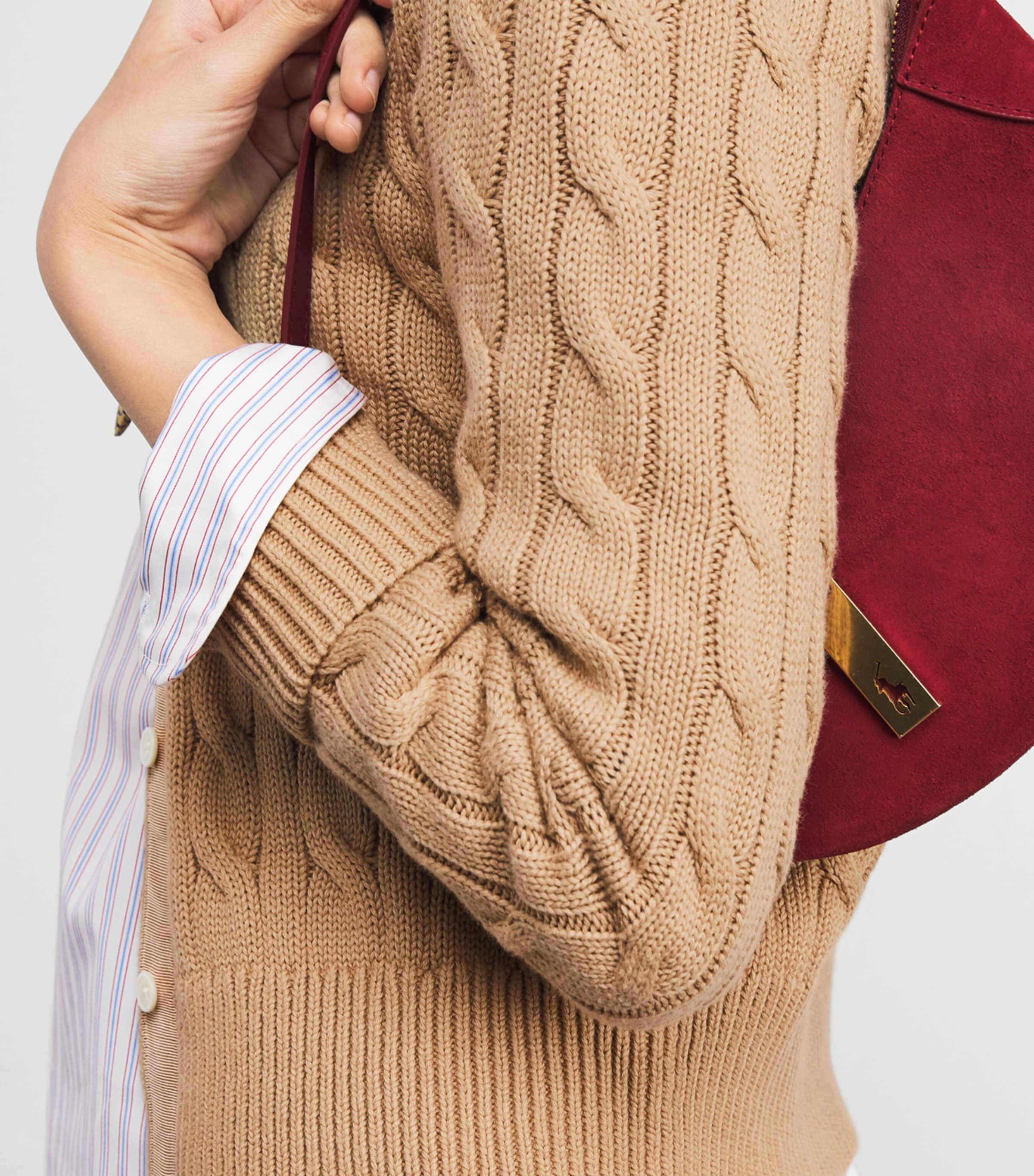 Cotton Cable-Knit Cardigan VINTAGE KHAKI Image 6