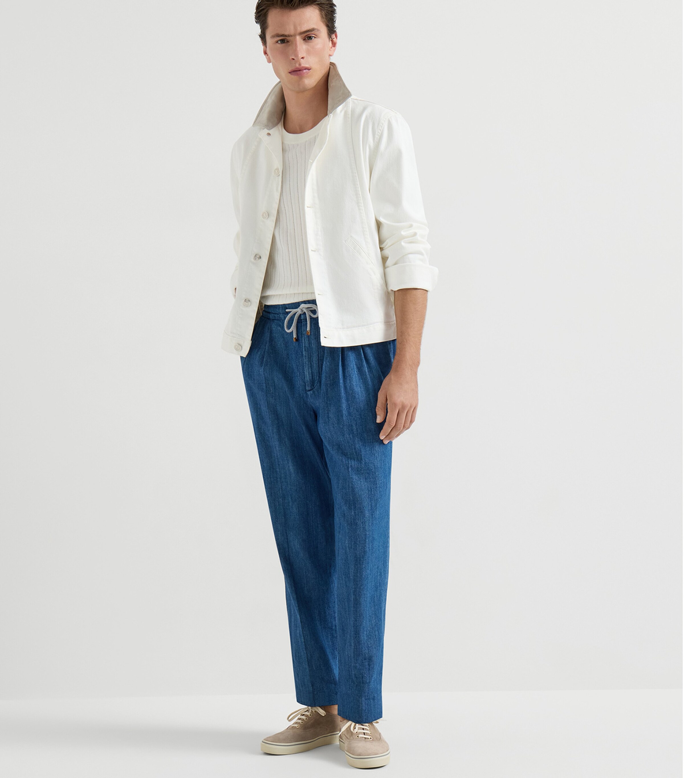 Brunello Cucinelli Mens Denim Drawstring Trousers Image 2