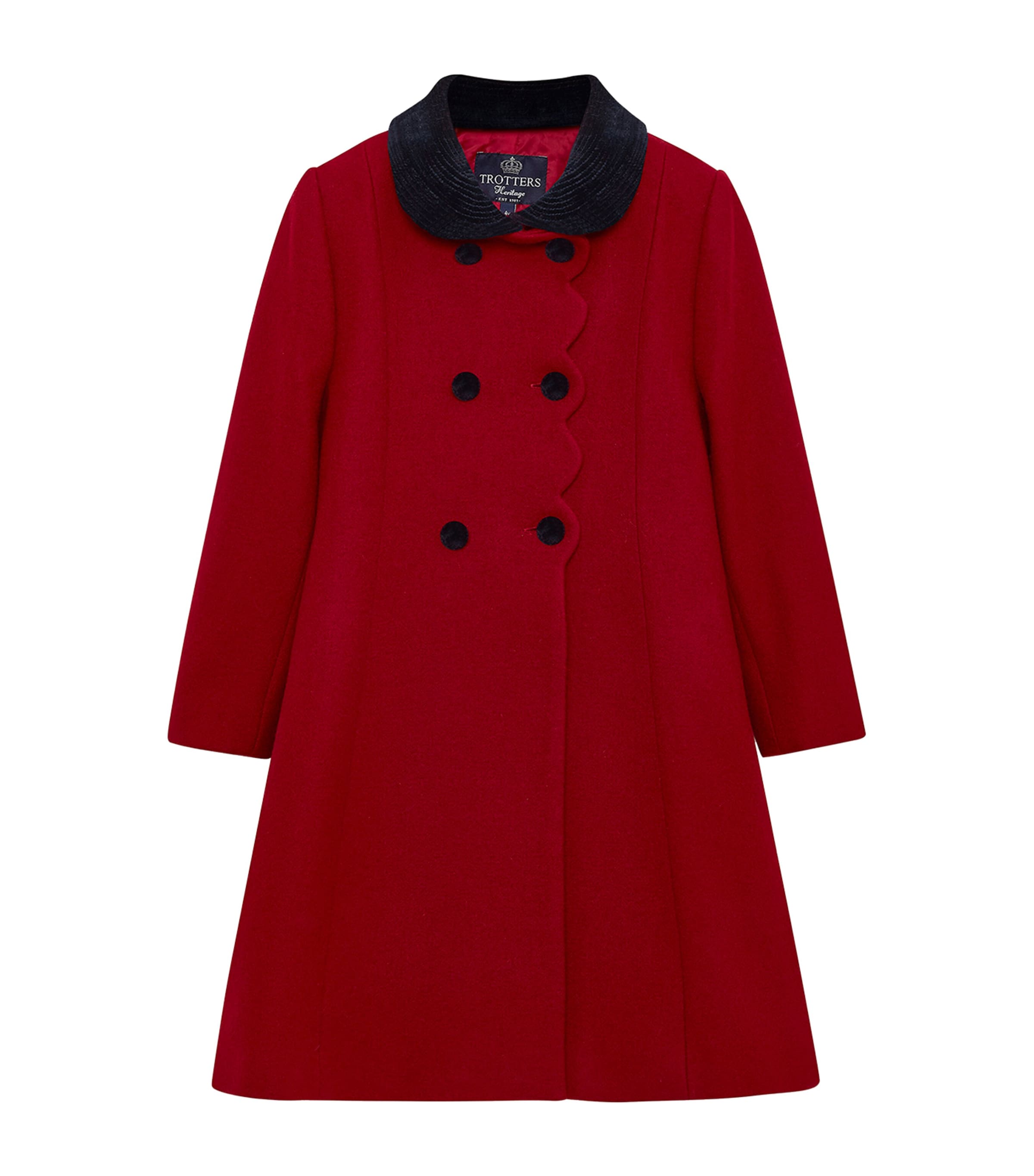 Trotters Kids' Wool Scalloped-trim Coat In Red