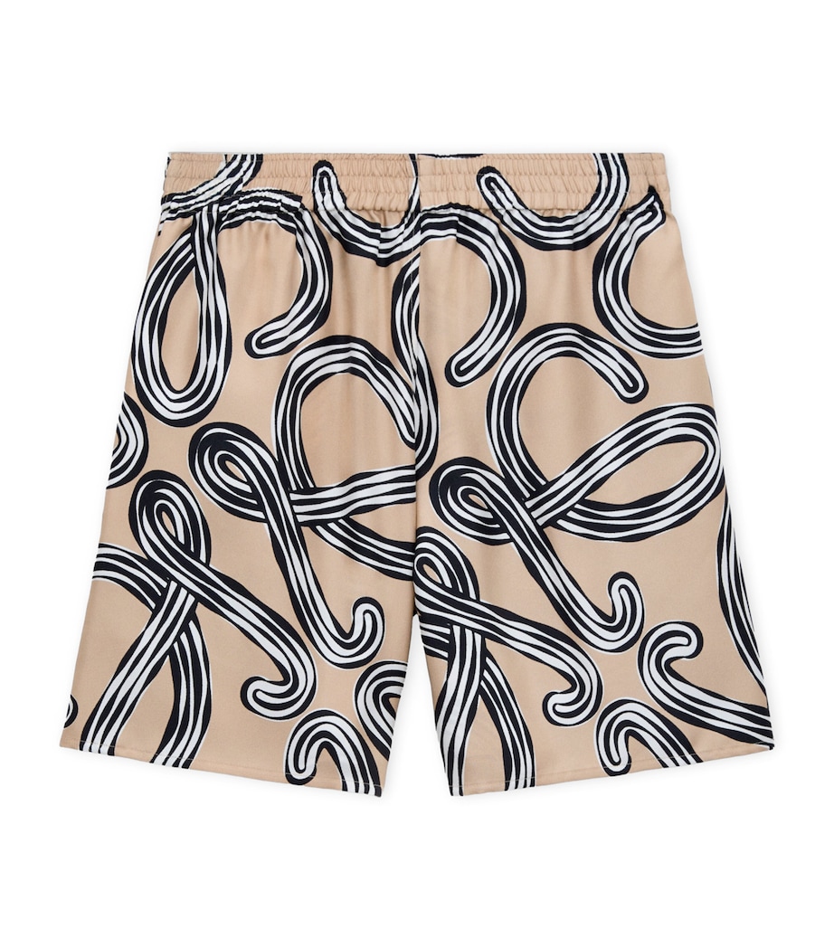 LOEWE Womens x Paula's Ibiza Silk Anagram Shorts Beige/black Image 1