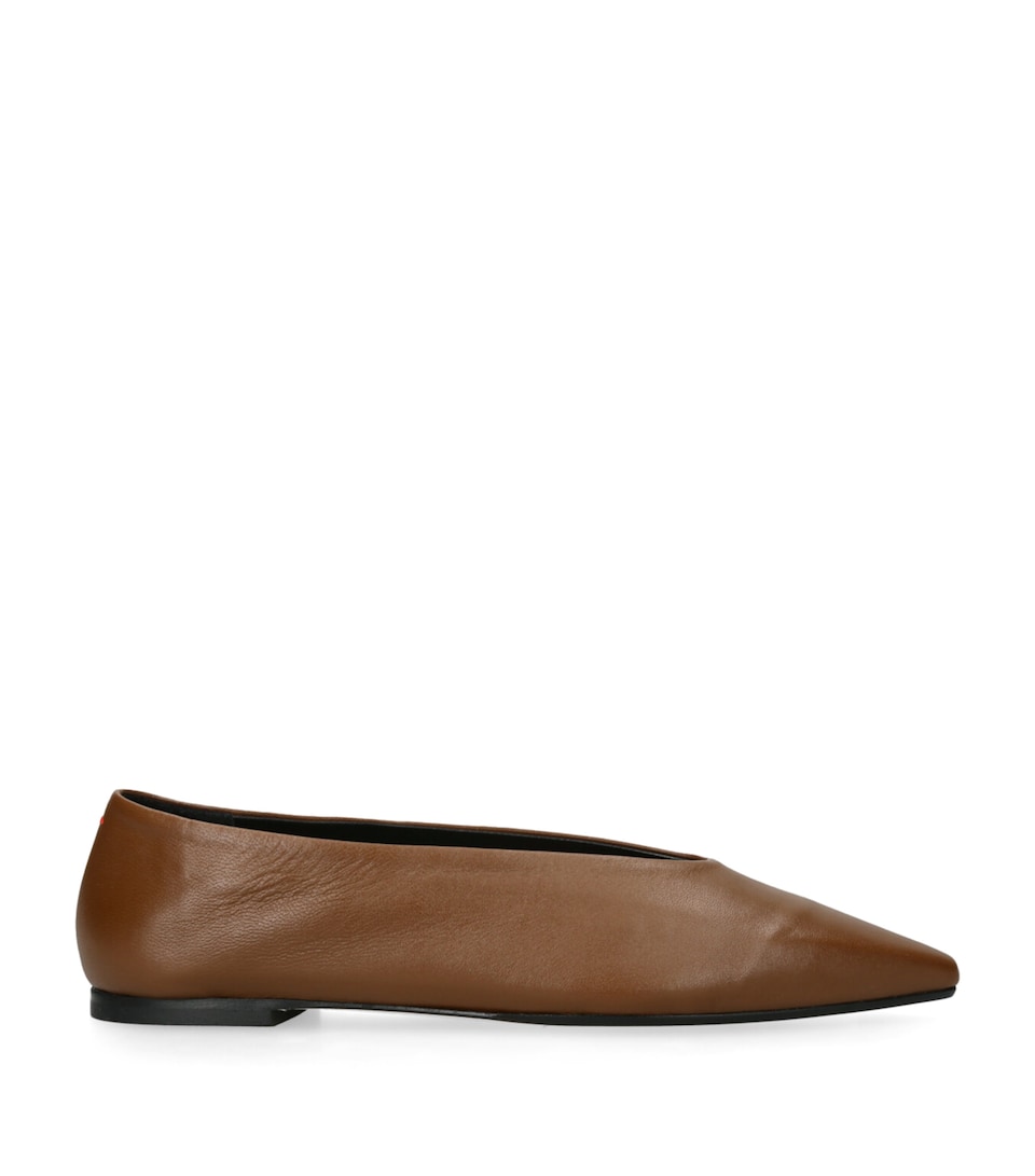 aeyde Leather Betty Ballet Flats Mid Brown
