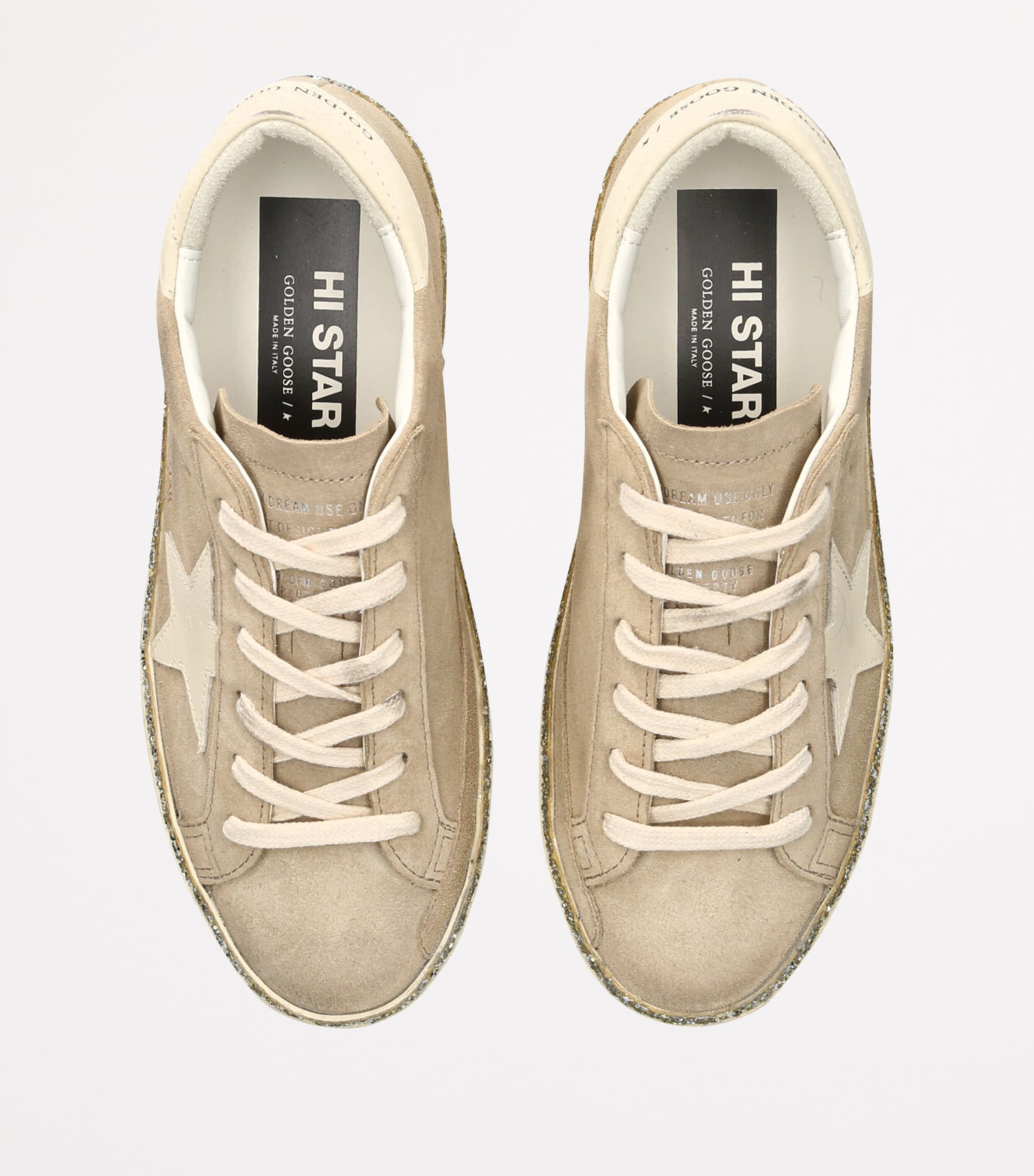Golden Goose Suede Hi Star Low-Top Sneakers Beige Comb Image 4