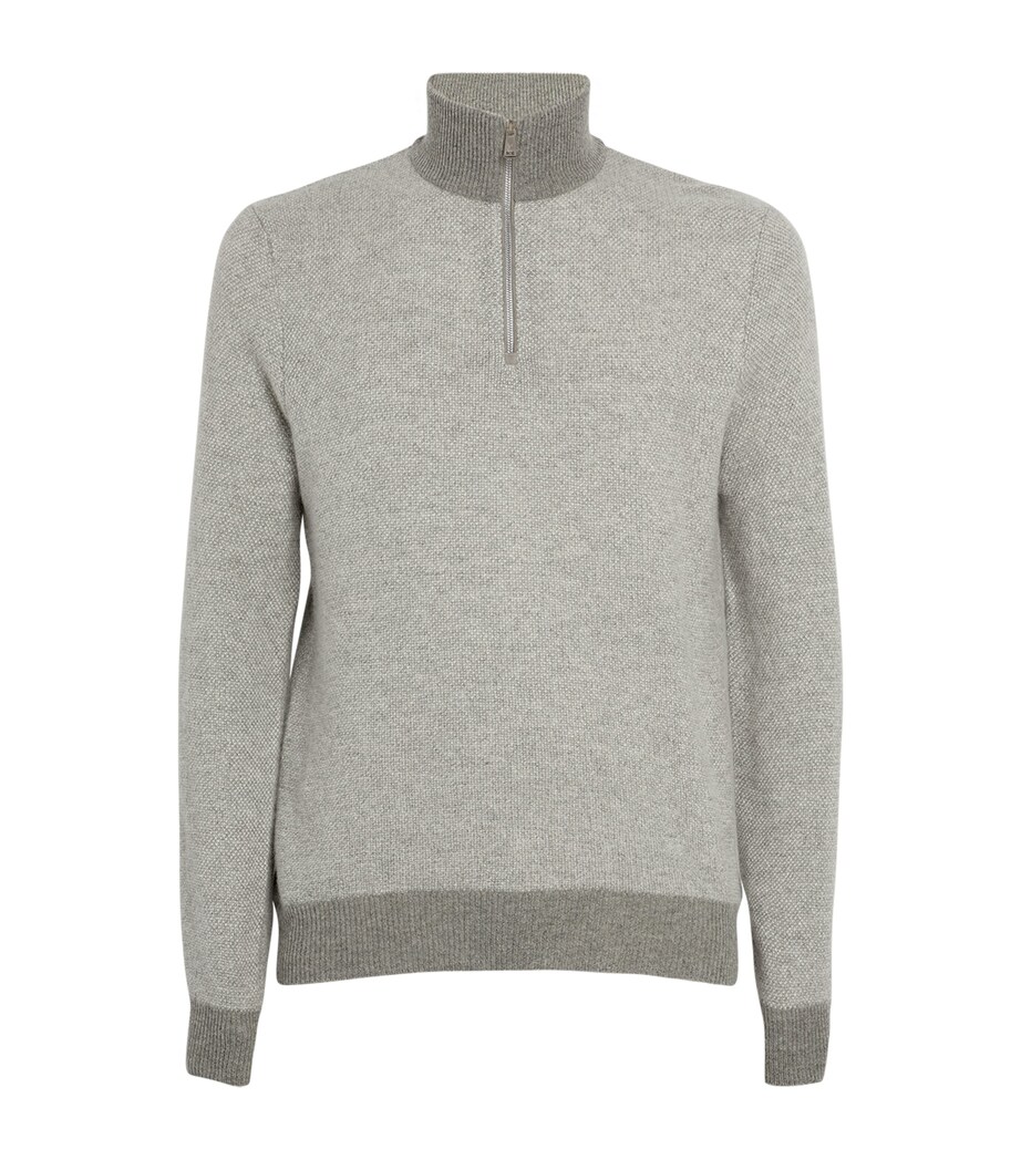 Ralph Lauren Purple Label Mens Cashmere Half-Zip Sweater Classic Grey Heather Image 1