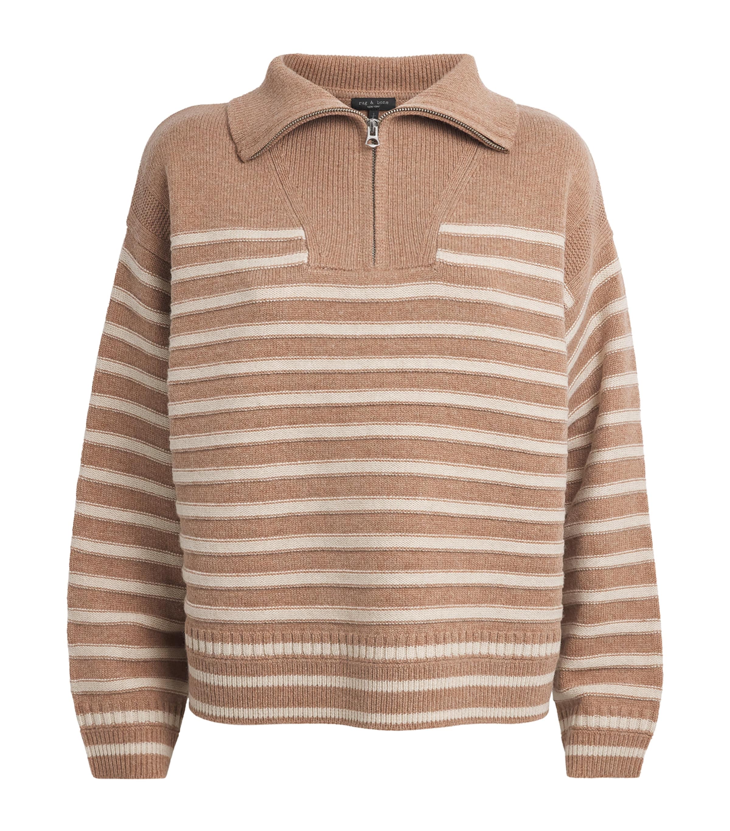 Rag & Bone Brown Wool-Cashmere Stripe Raven Sweater | Harrods US