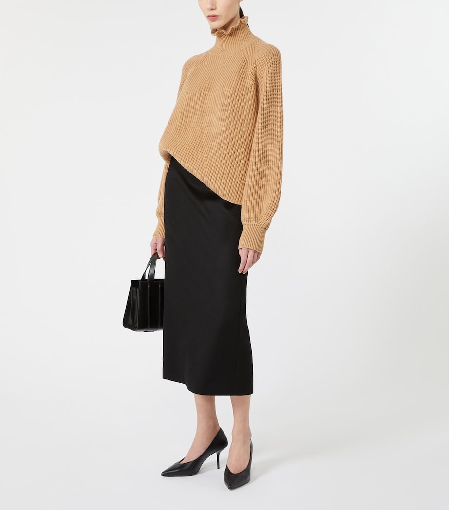 Max Mara Womens Wool-Cashmere Sweater Camel Image 2