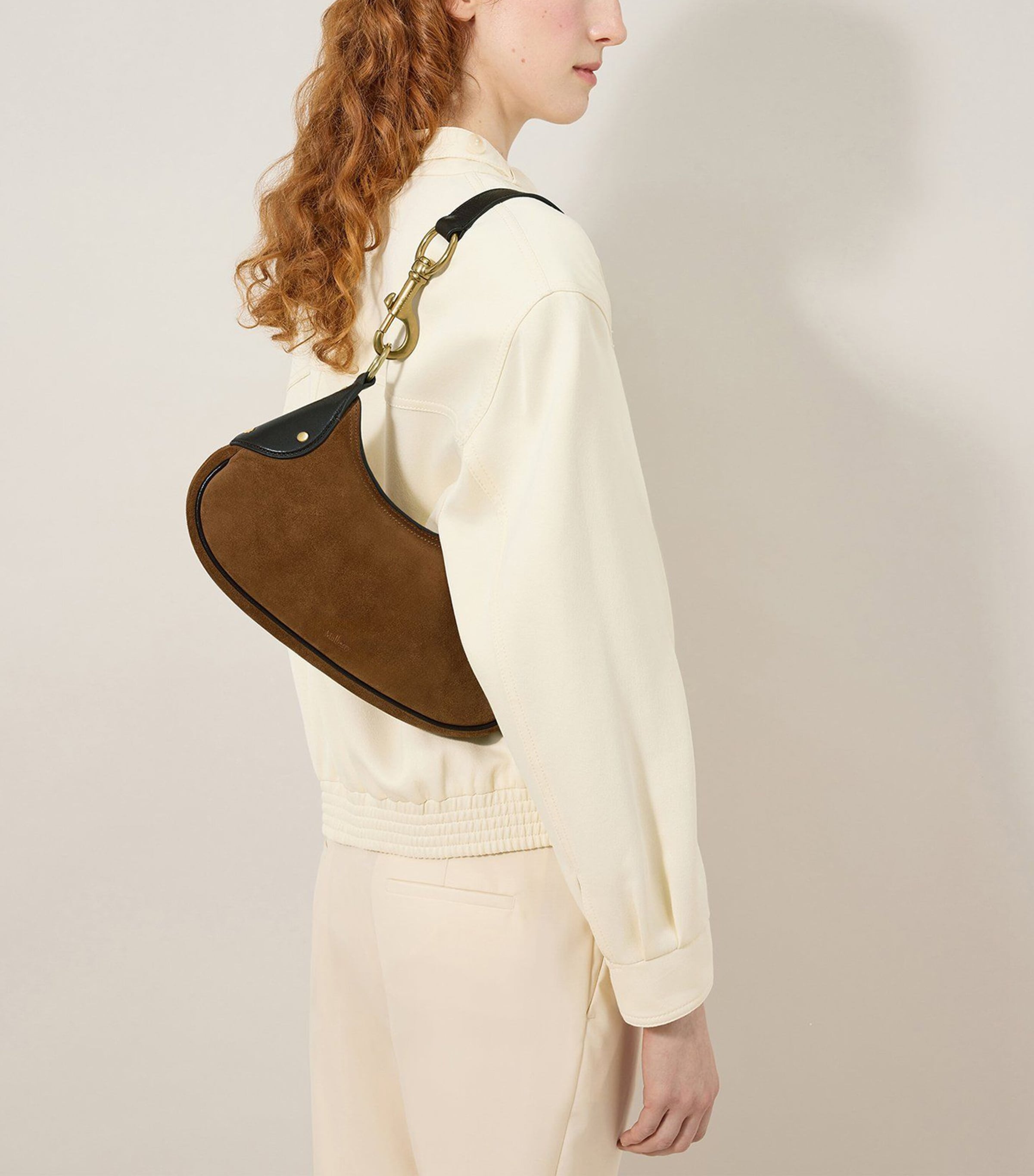 Small Suede Hackney Shoulder Bag VINTAGE OAK Image 6