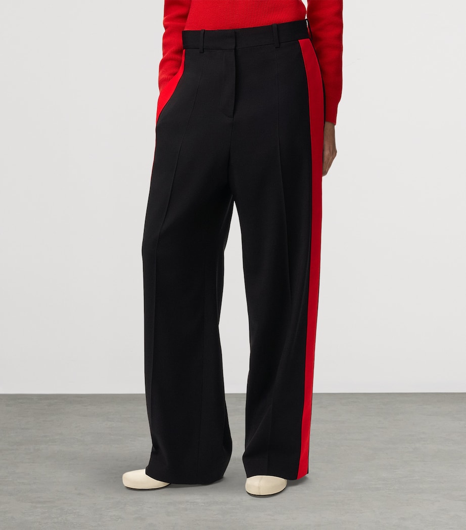 LOEWE Womens Tape-Trim Tailored Trousers Black/red Image 3
