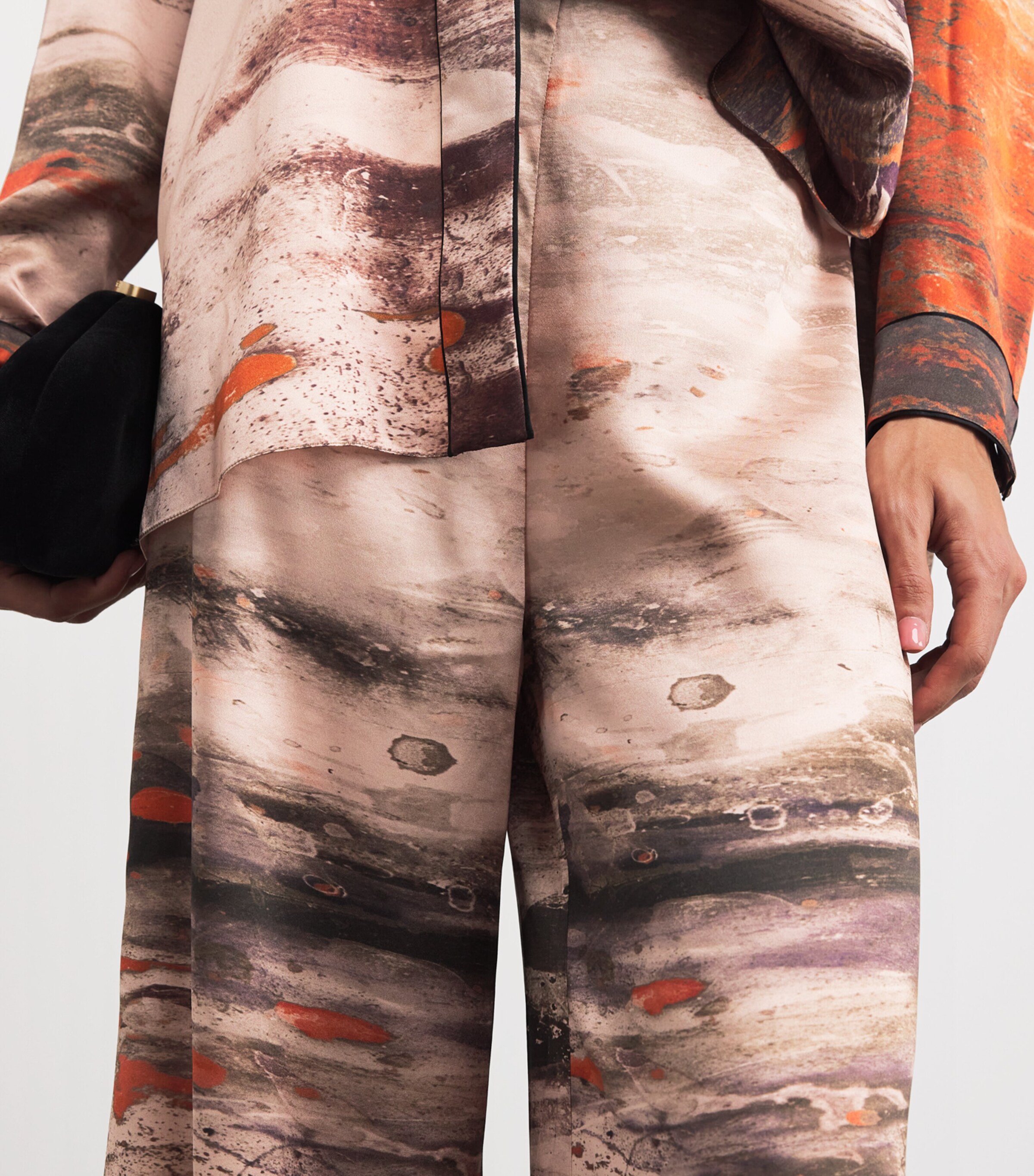 Silk Printed Arneau Wide-Leg Trousers BRUSH ORNG/CINNAMON Image 6