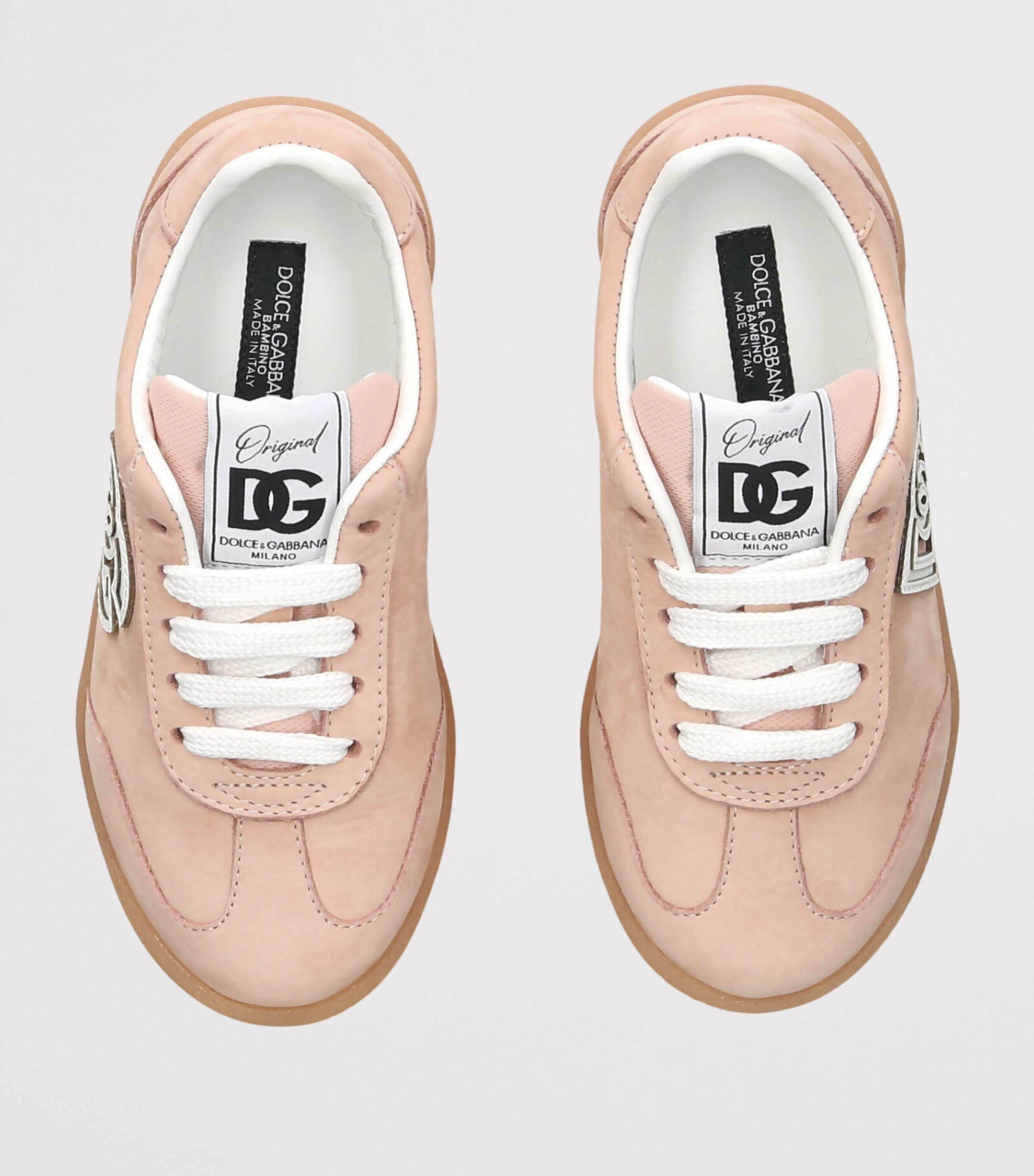 Dolce&Gabbana Kids Leather DG Logo Sneakers Peach Image 3