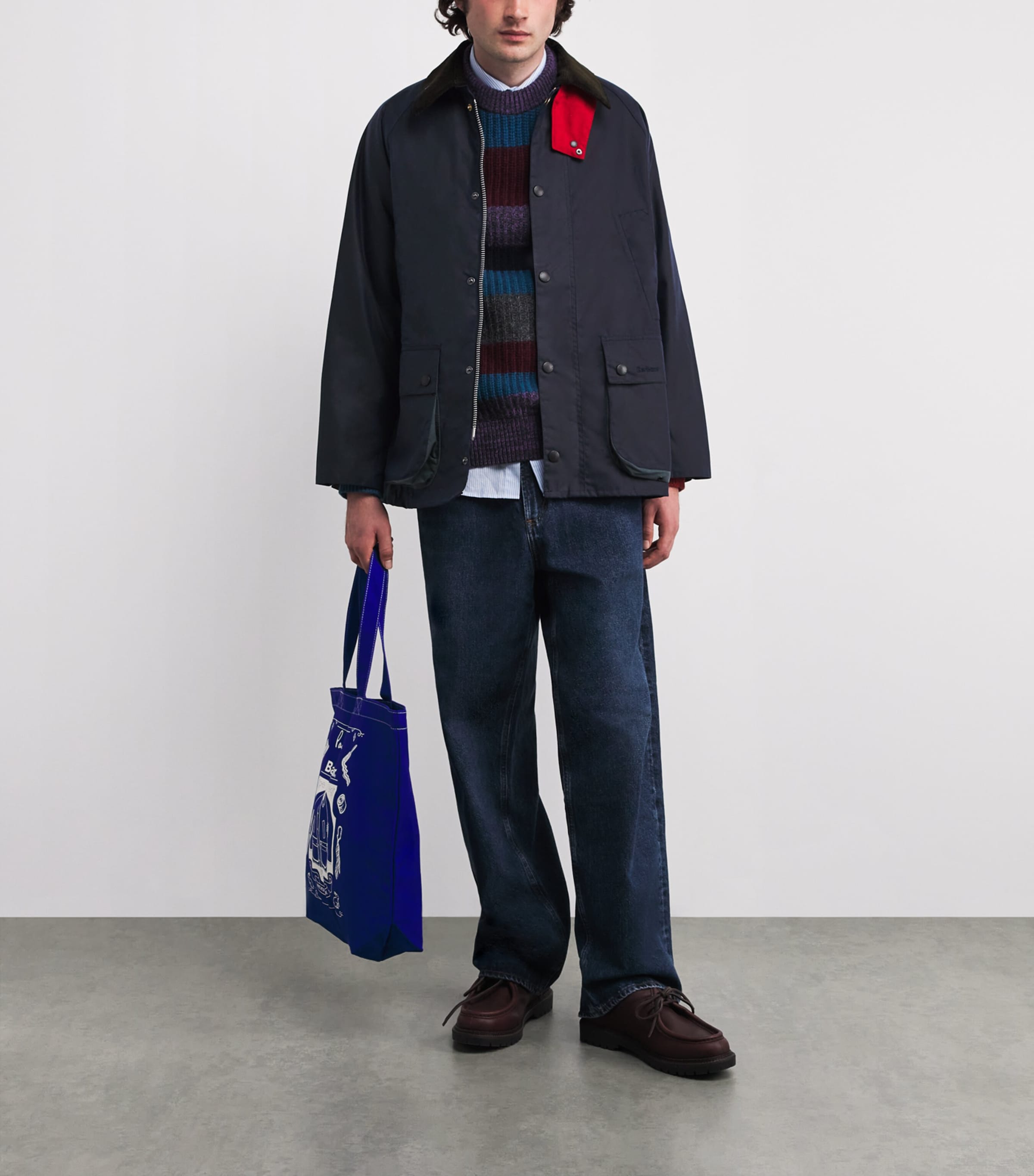 Barbour Navy x Paul Smith Waxed Oversized Bedale Jacket | Harrods US