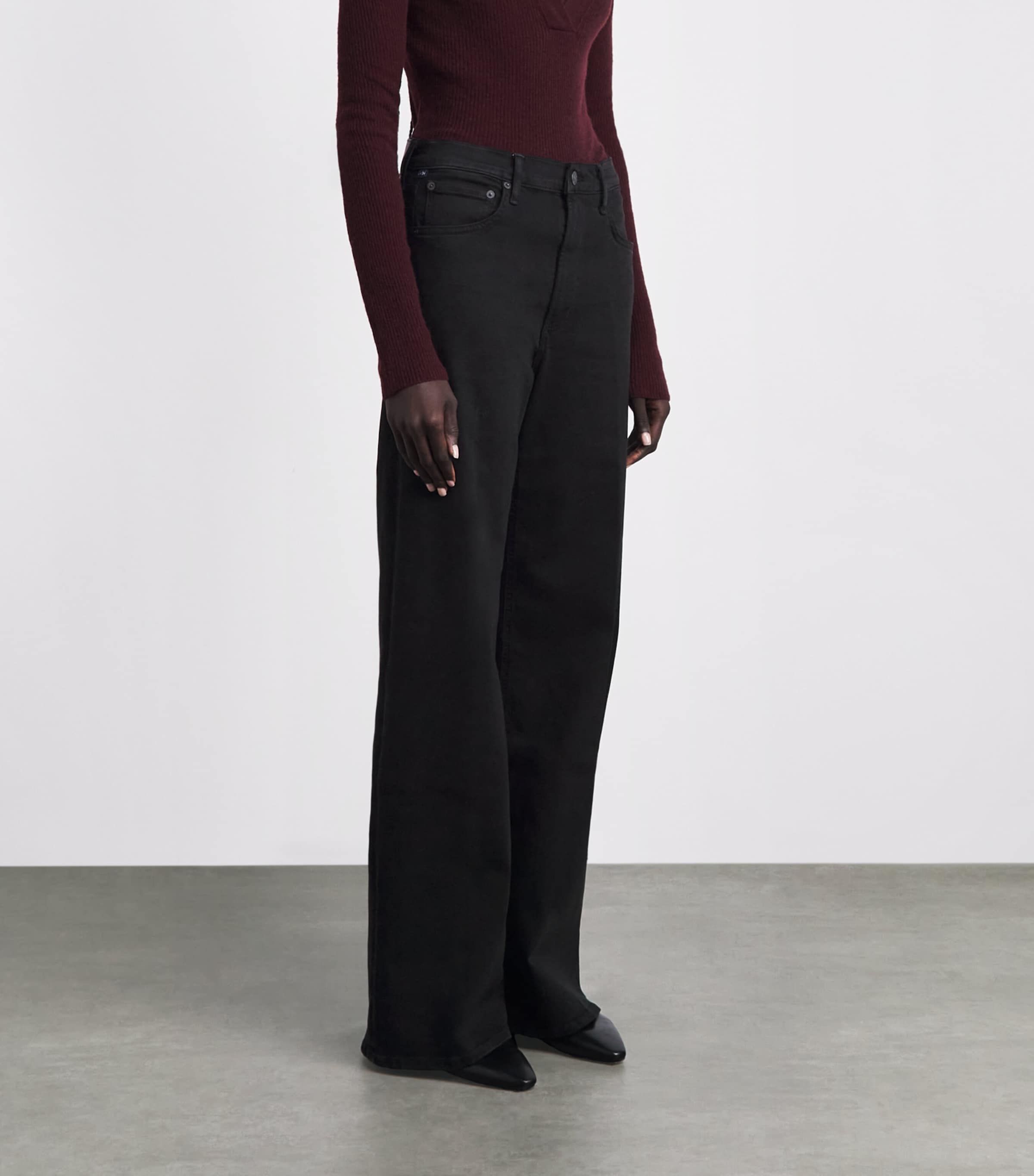 Citizens of Humanity Womens Lyra Wide-Leg Jeans Push Black Image 4