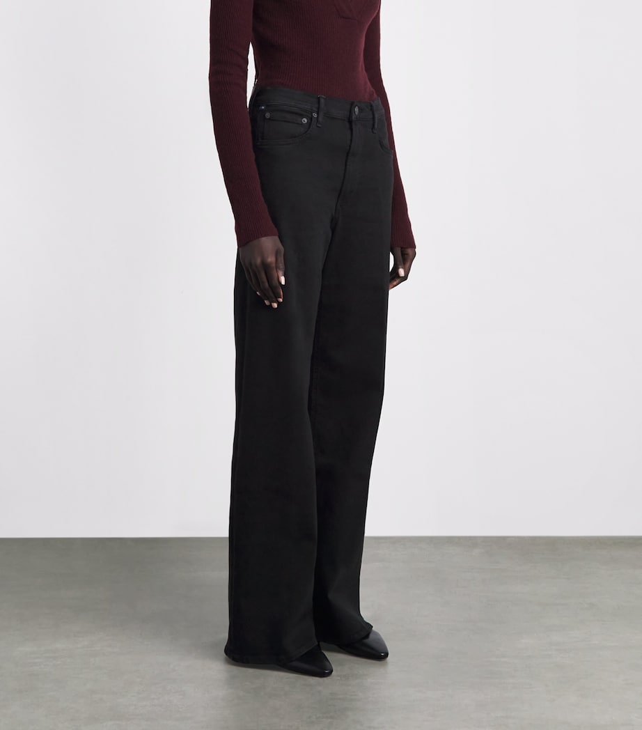 Citizens of Humanity Womens Lyra Wide-Leg Jeans Push Black Image 4