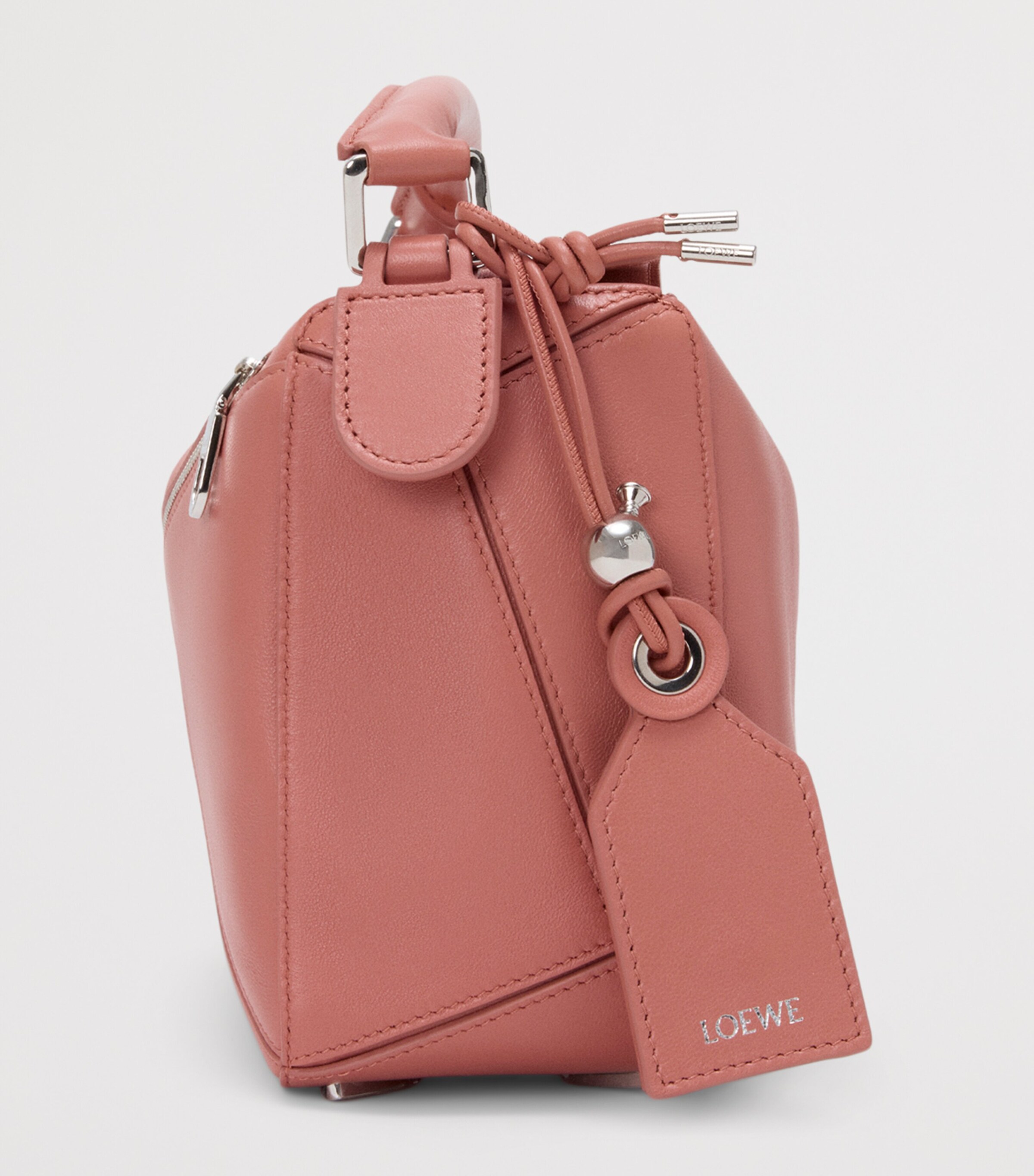 LOEWE Small Leather Featherlight Puzzle Top-Handle Bag Blush Image 4