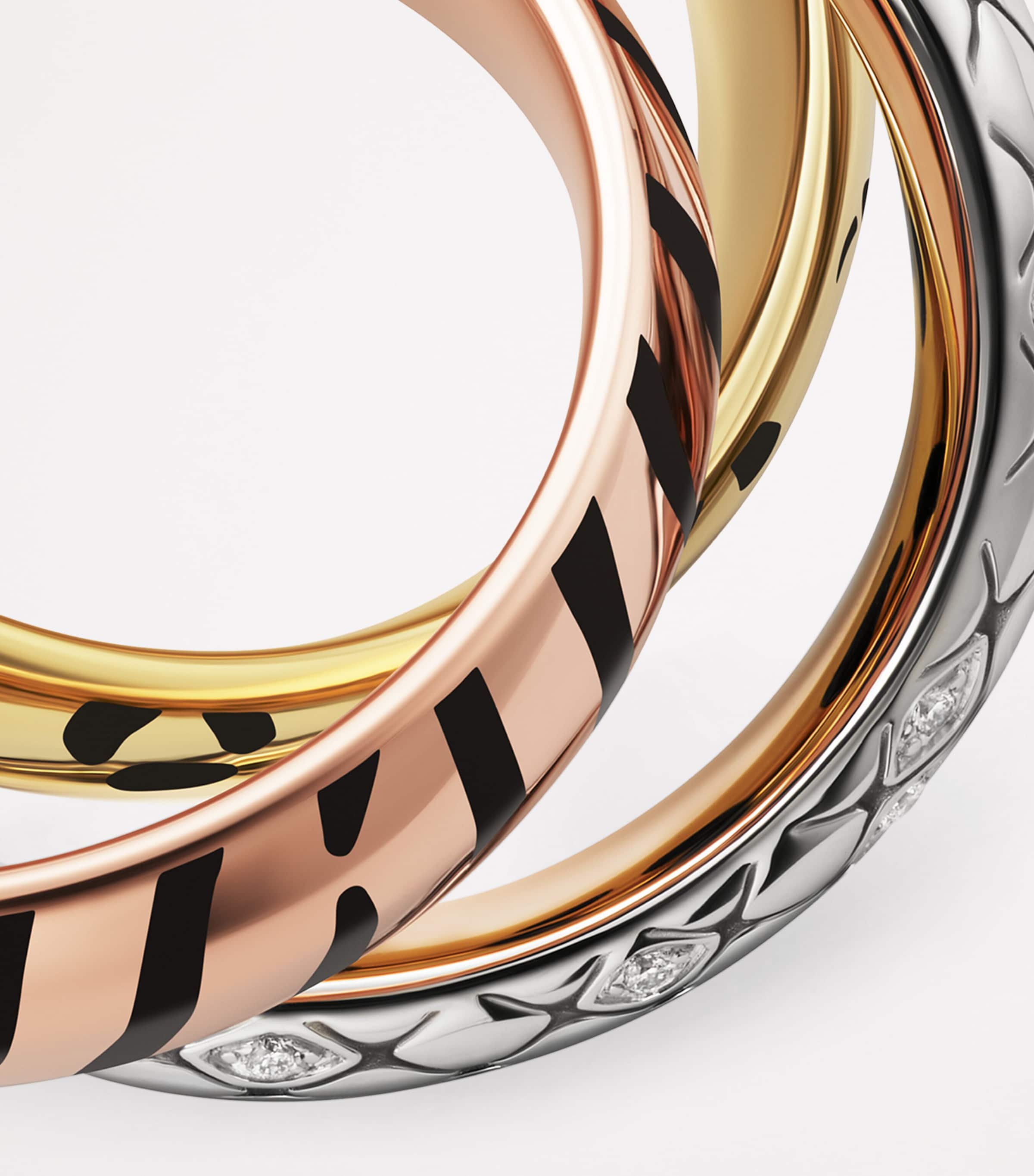 Lacquered Gold and Semi-Pavéd Diamond Trinity Ring MULTI Image 6