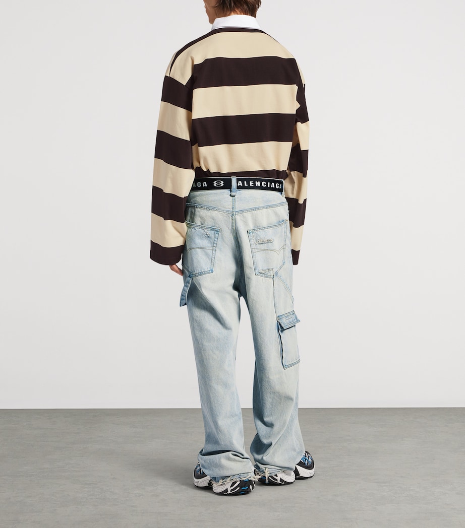 Balenciaga Mens Striped Long-Sleeve Polo Shirt Image 3
