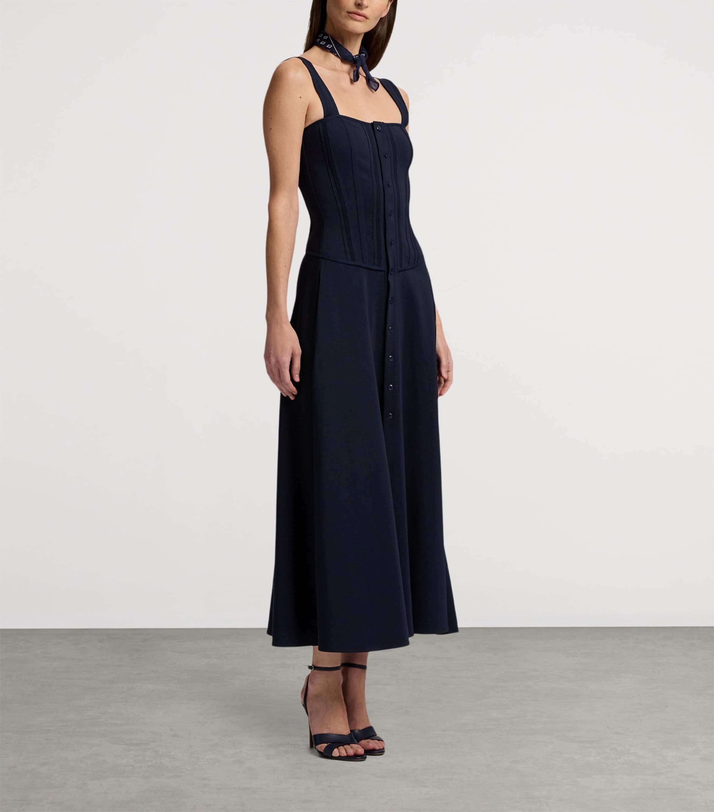 Ralph Lauren Collection Womens Sophee A-Line Midi Dress Navy Image 6