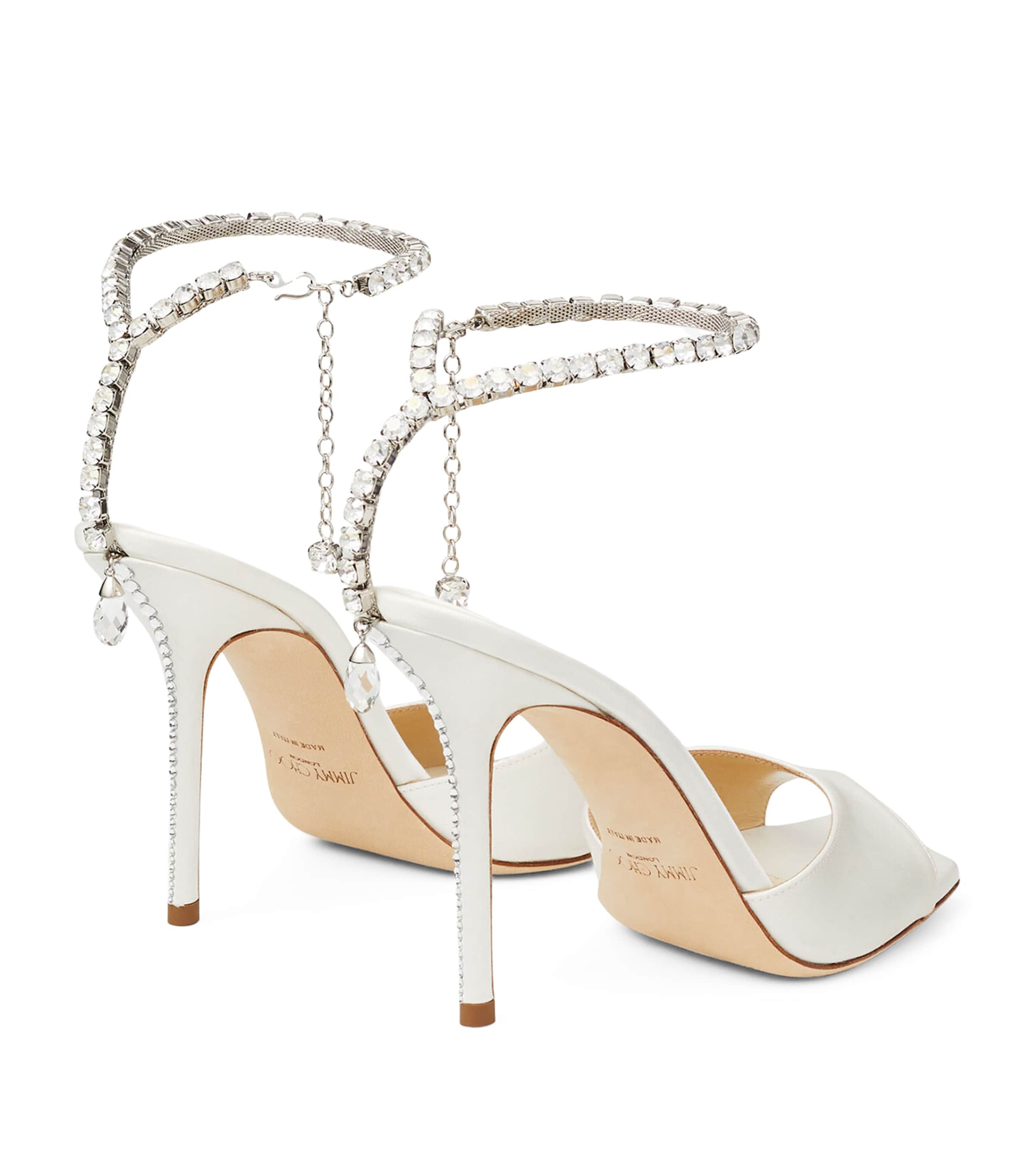 Saeda 100 Satin Sandals IVORY/CRYSTAL Image 3