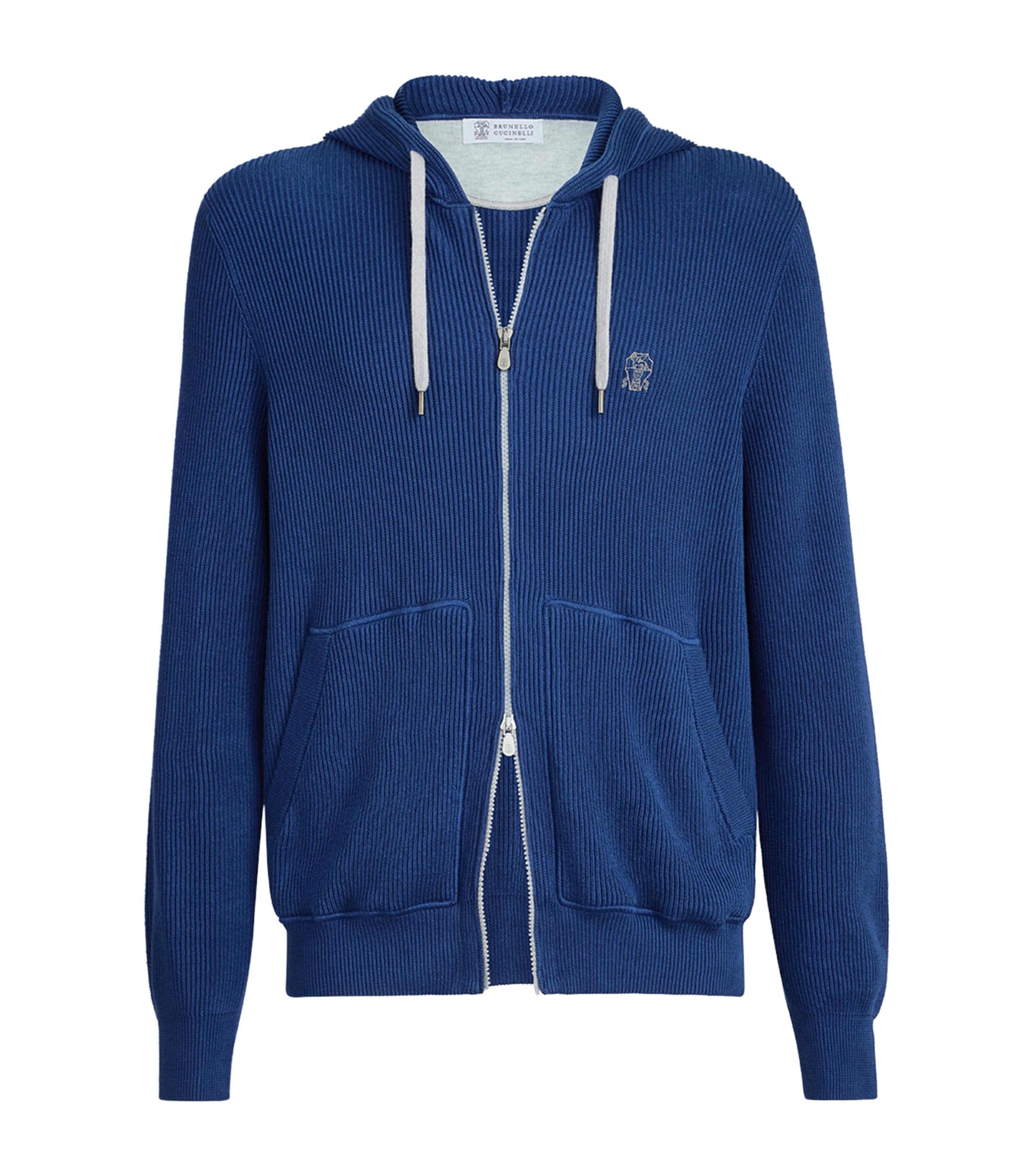 Brunello Cucinelli Mens Cotton Knitted Hoodie Image 1