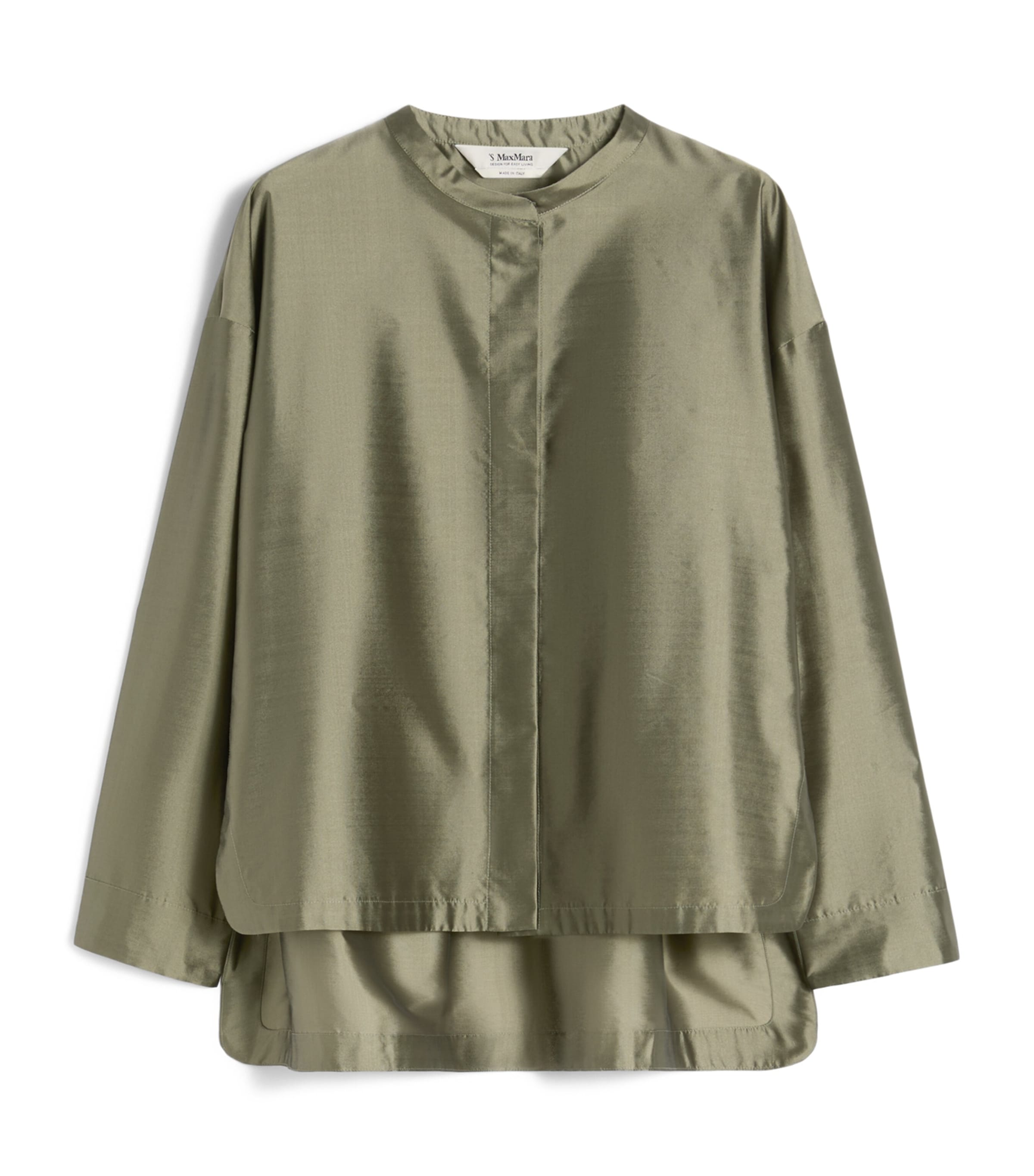 Max Mara Womens Satin Oversized Shirt Sage Green Image 1