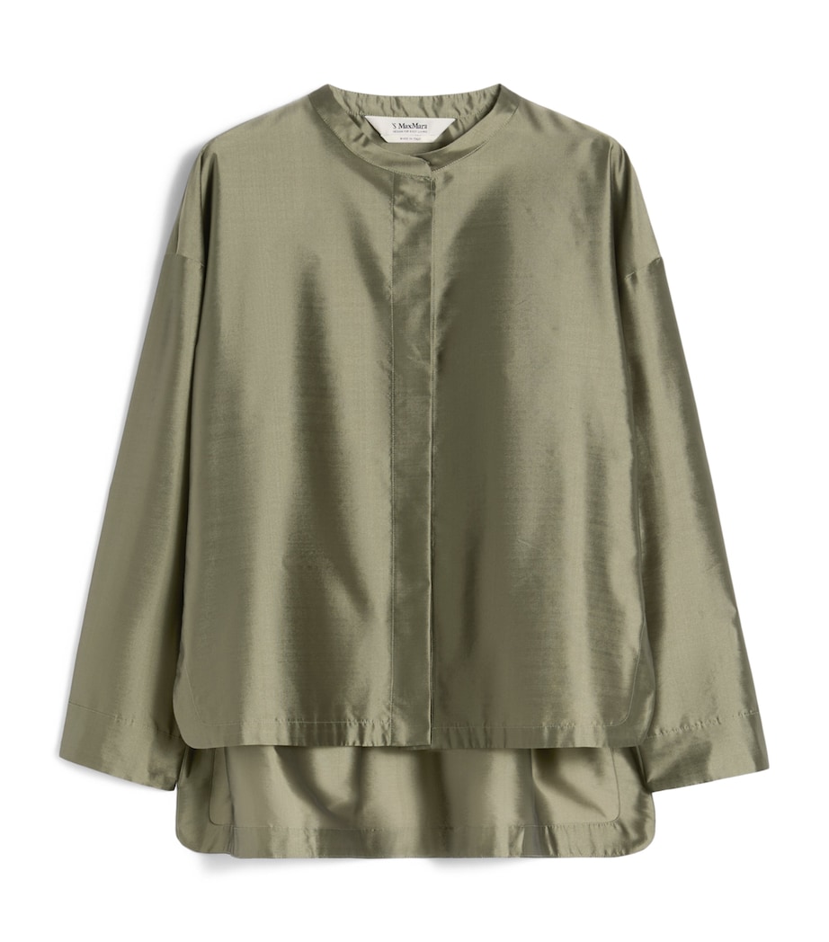 Max Mara Womens Satin Oversized Shirt Sage Green Image 1