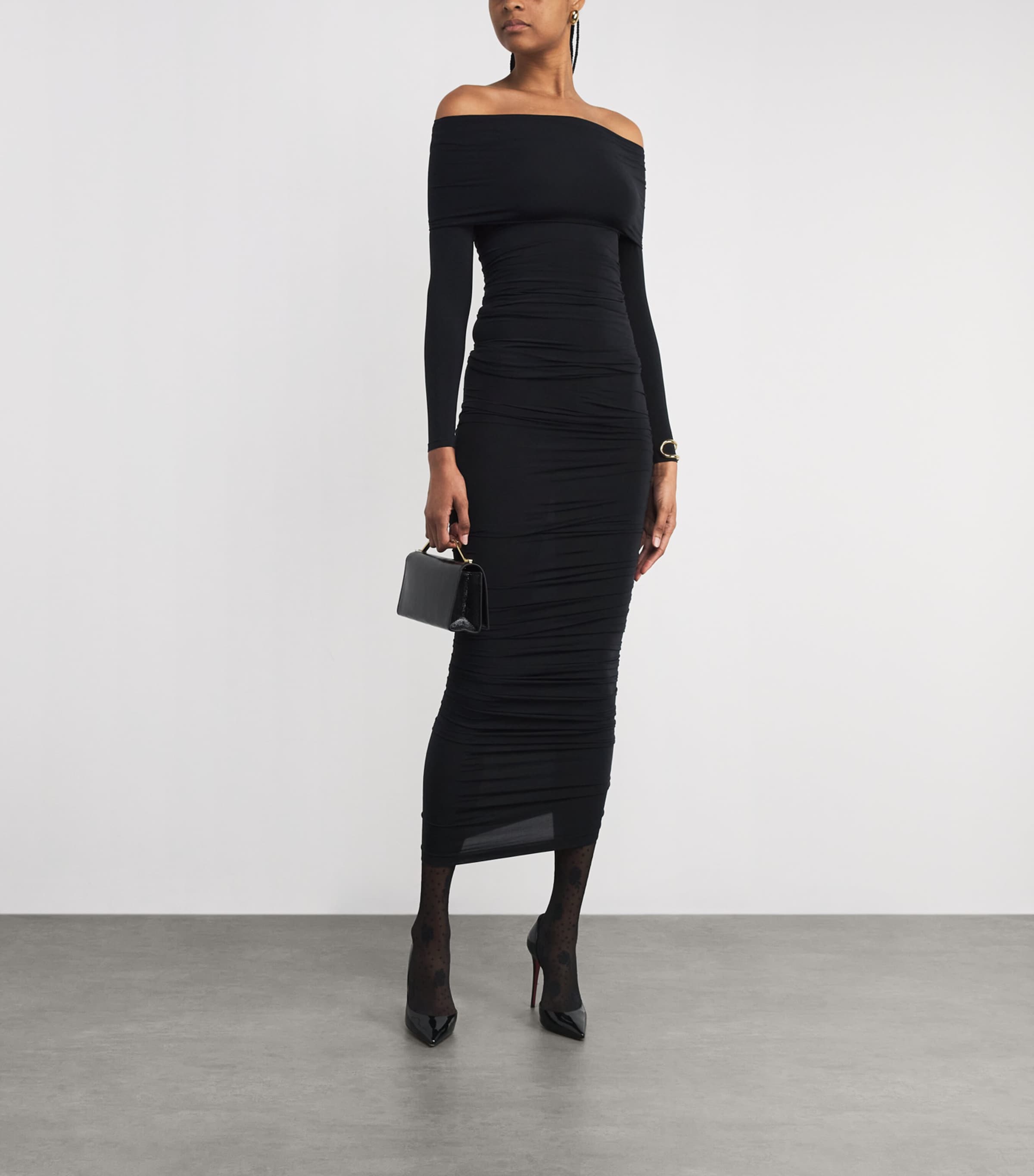 Off-The-Shoulder Mini Dress 7005 BLACK Image 2