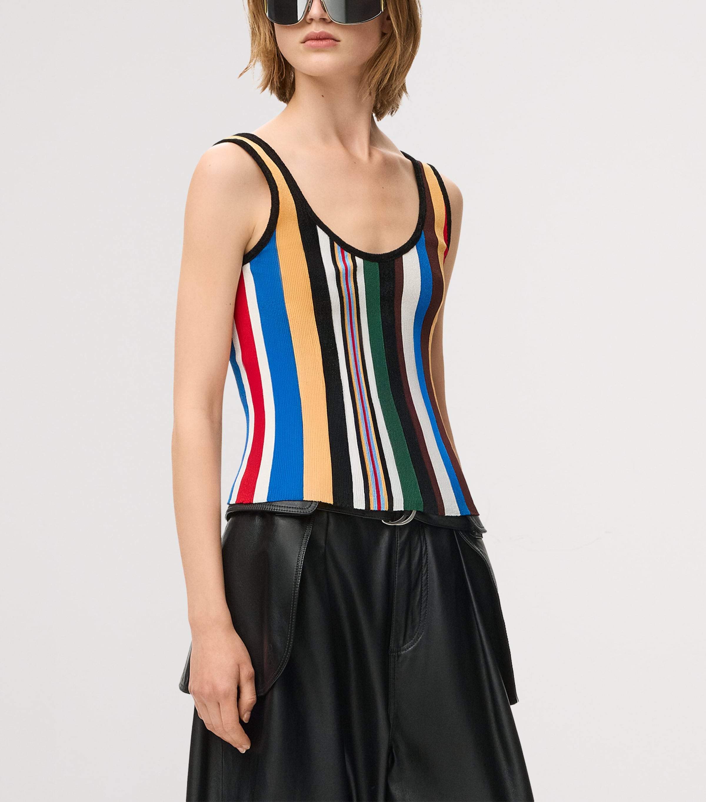 LOEWE Womens Stripe Tank Top Red/multicolour Image 3