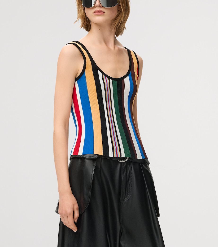 LOEWE Womens Stripe Tank Top Red/multicolour Image 3